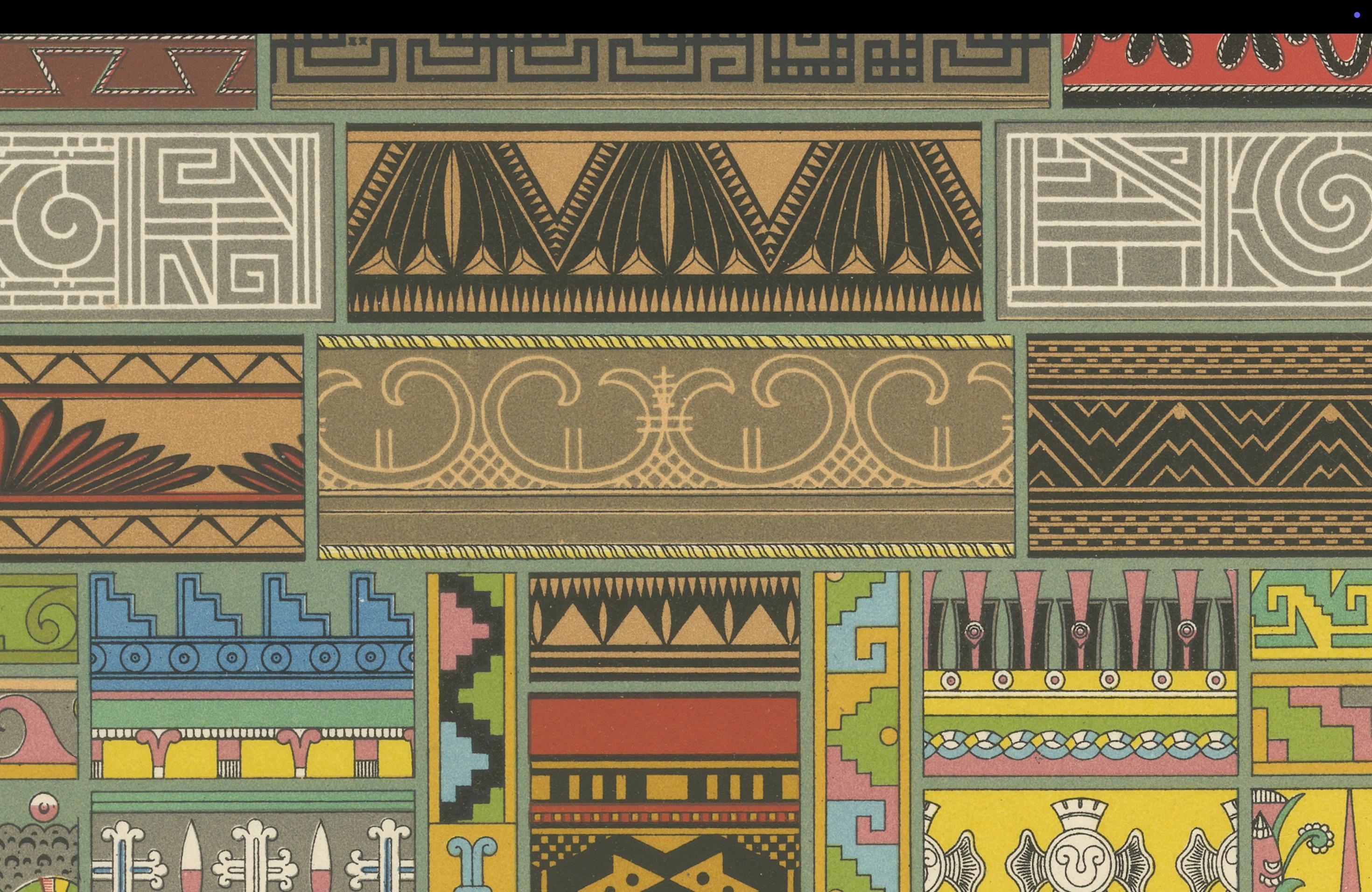 Primitiver Ornamentteller - Buntes ethnographisches Design Lithographie, ca.1869 im Angebot 3