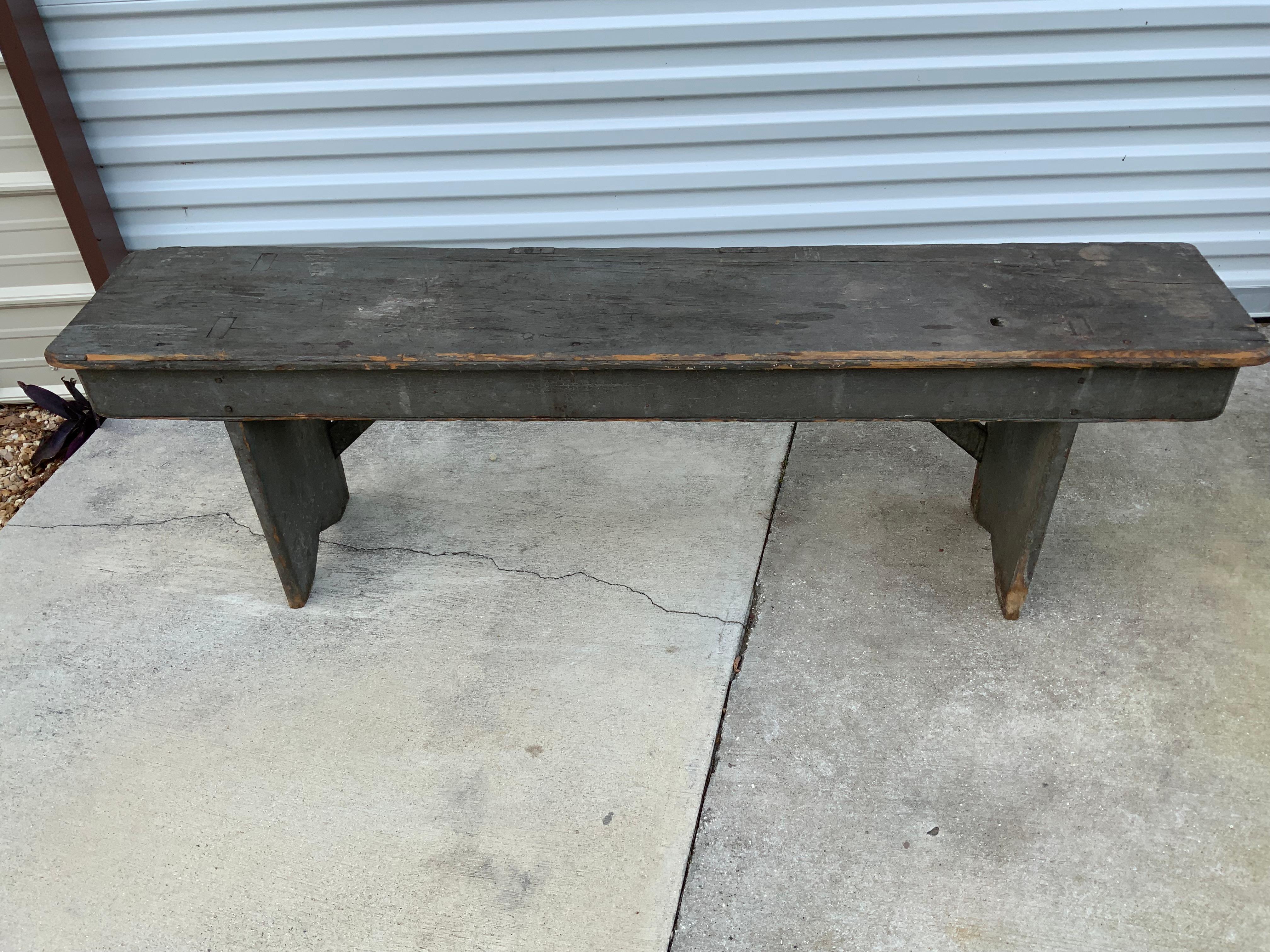 Primitive Painted Bench For Sale 5