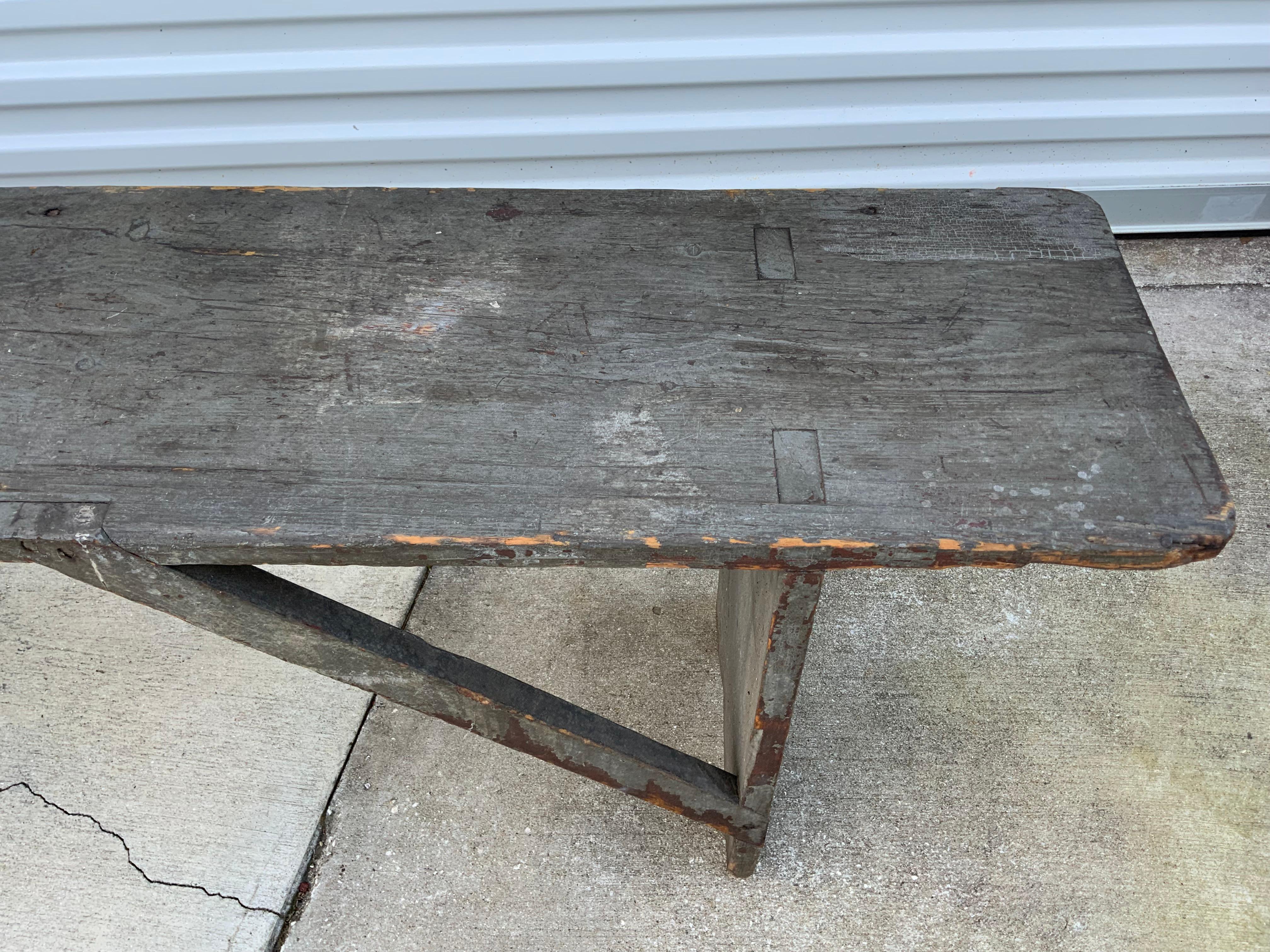 American Classical Primitive Painted Bench For Sale