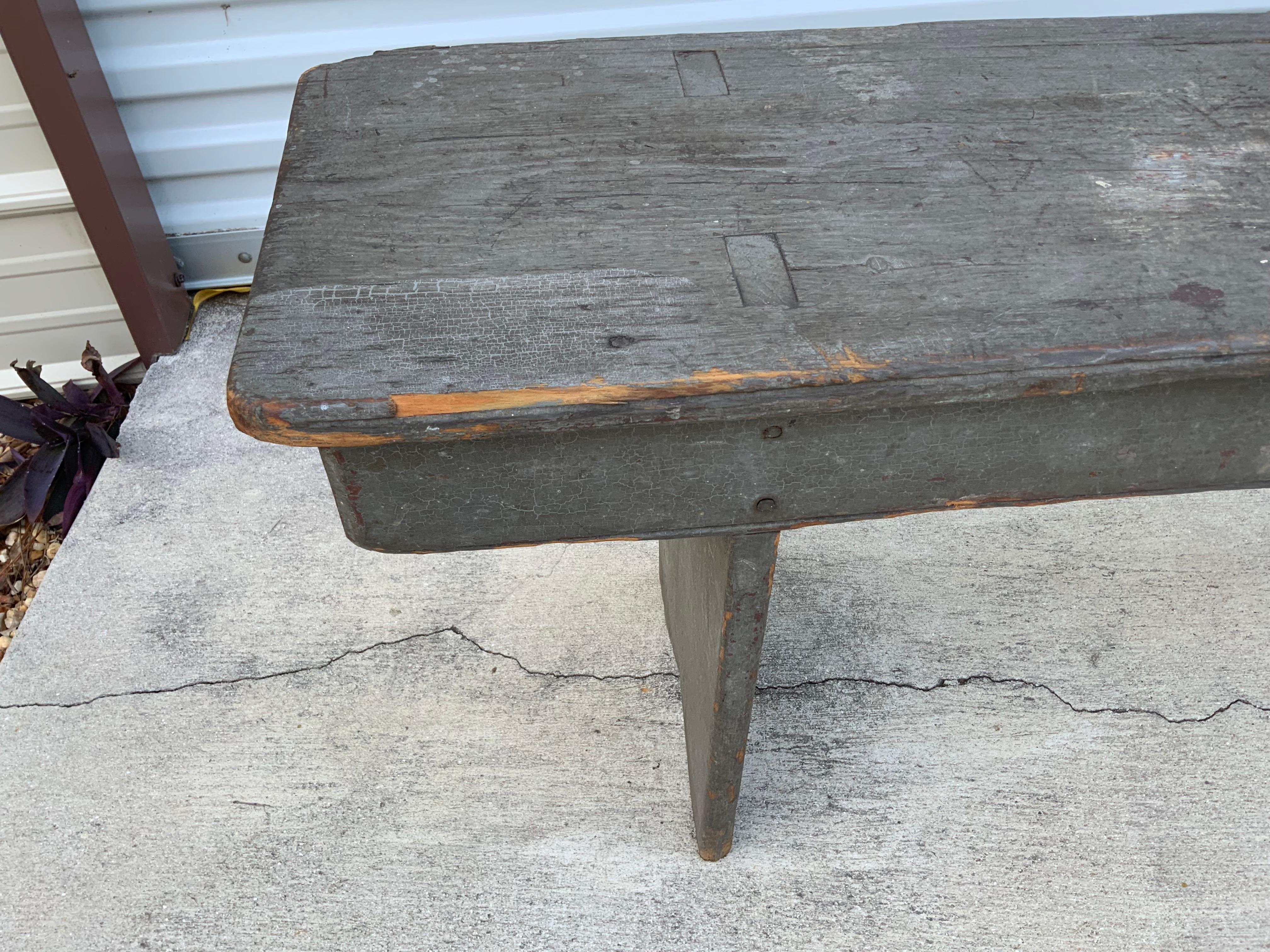 American Primitive Painted Bench For Sale