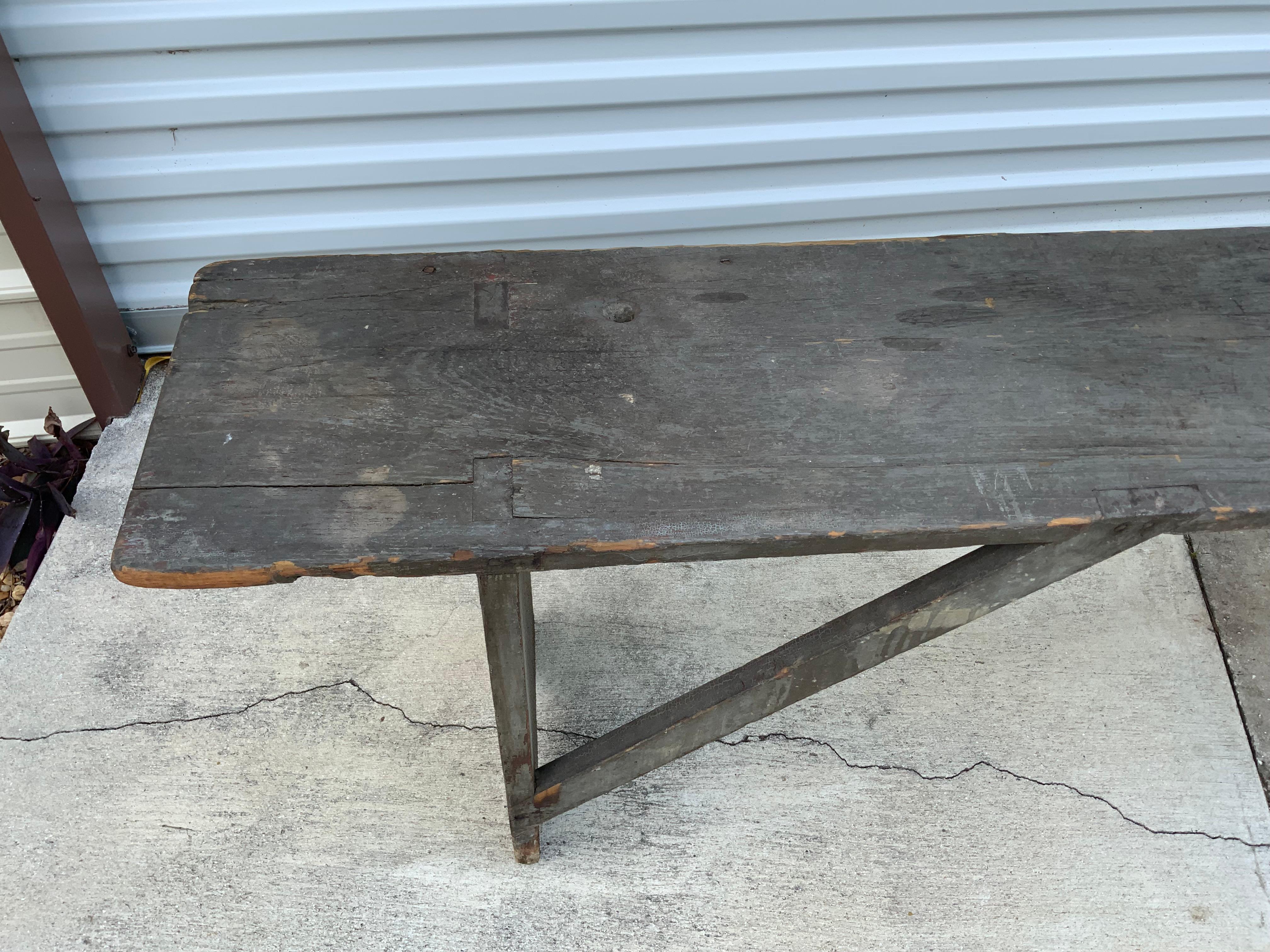 19th Century Primitive Painted Bench For Sale