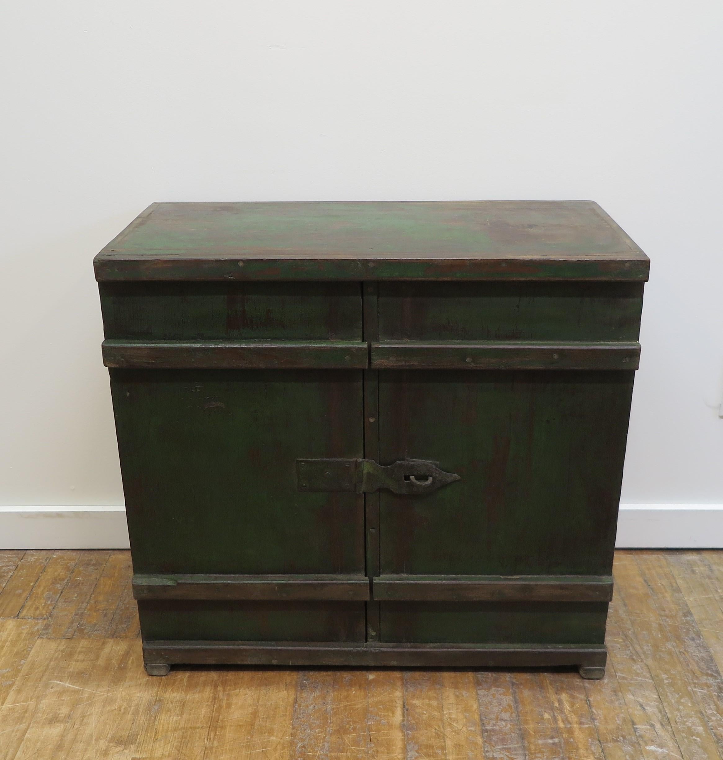 Rustic Primitive Painted Cabinet For Sale