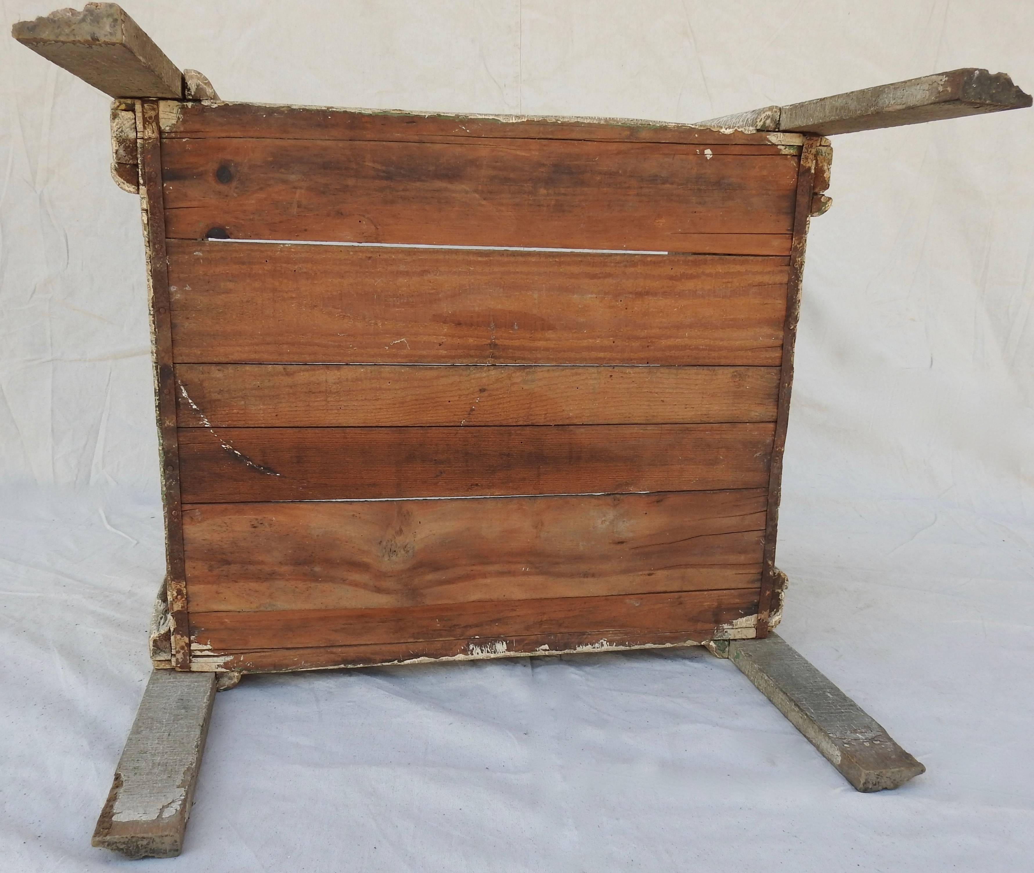 Primitive Painted Wood Firewood Box For Sale 6