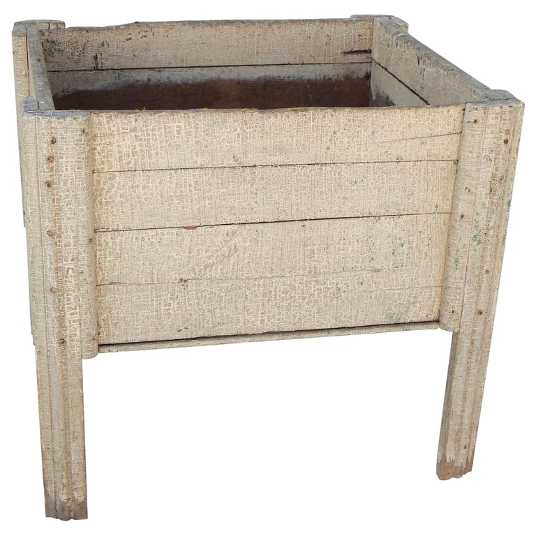 Primitive Painted Wood Firewood Box For Sale at 1stdibs