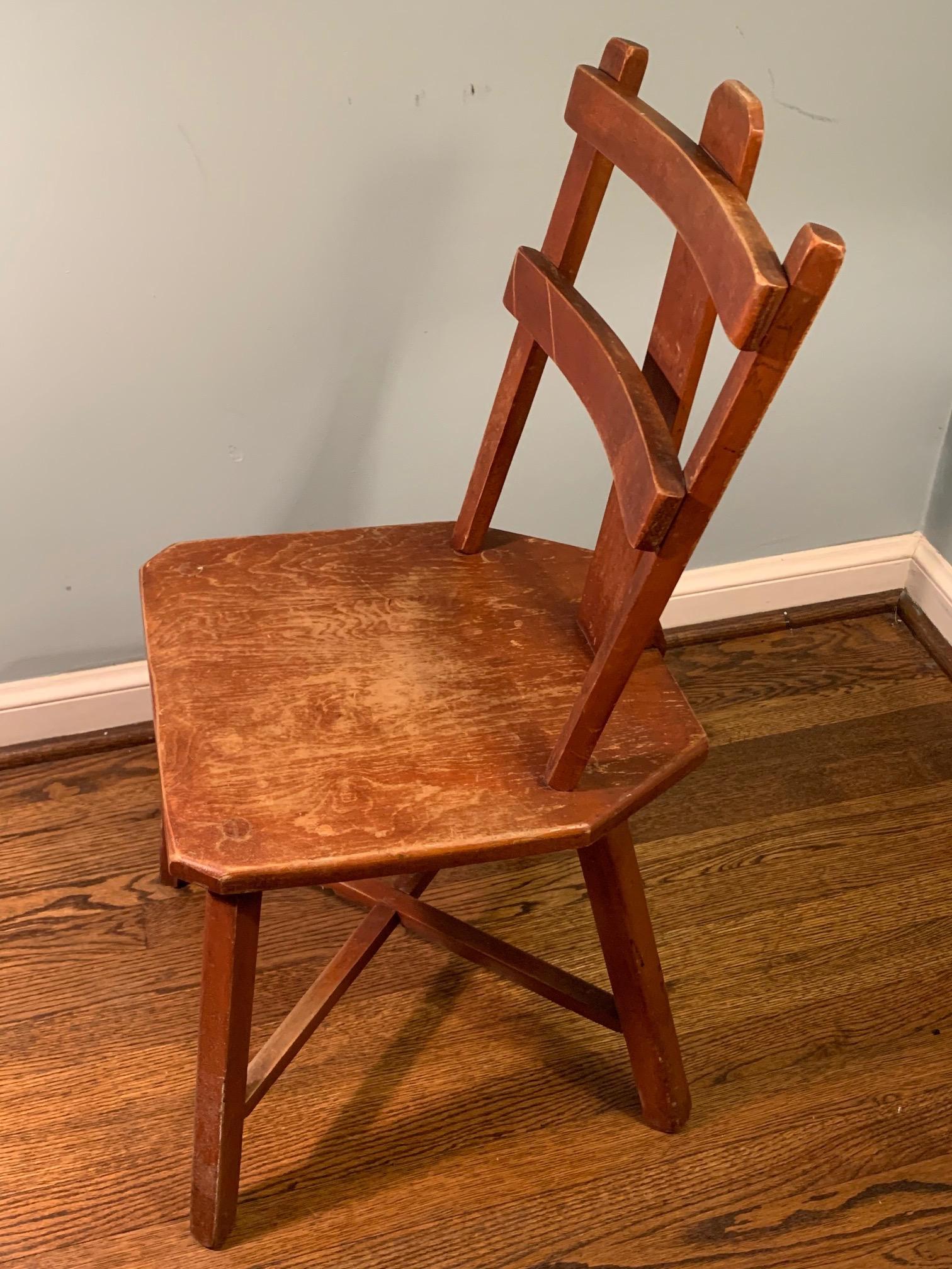Unknown Primitive Pair of Cherrywood Side Chairs in the Manner of Jean Touret For Sale