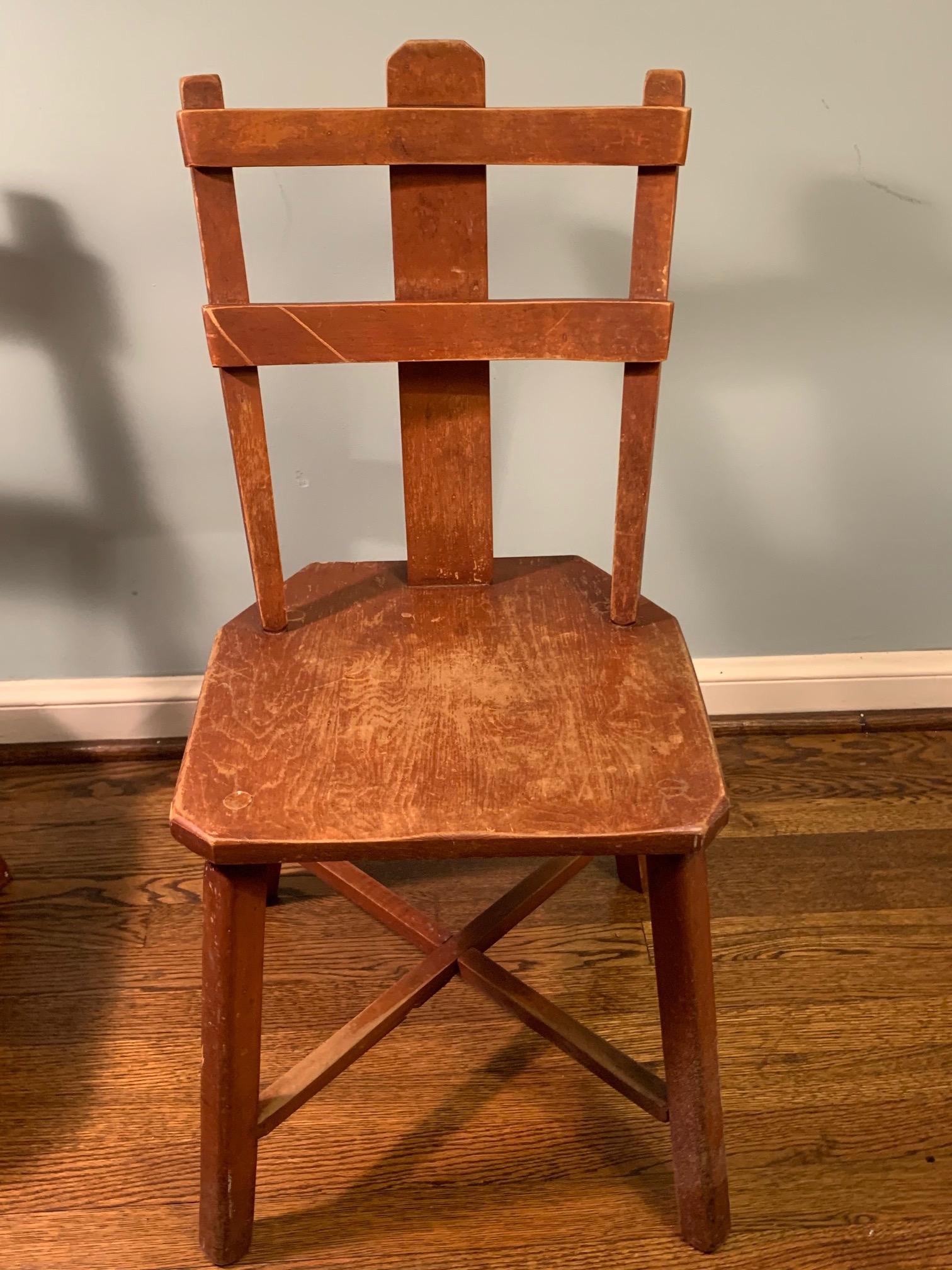 Primitive Pair of Cherrywood Side Chairs in the Manner of Jean Touret In Good Condition For Sale In Southampton, NJ