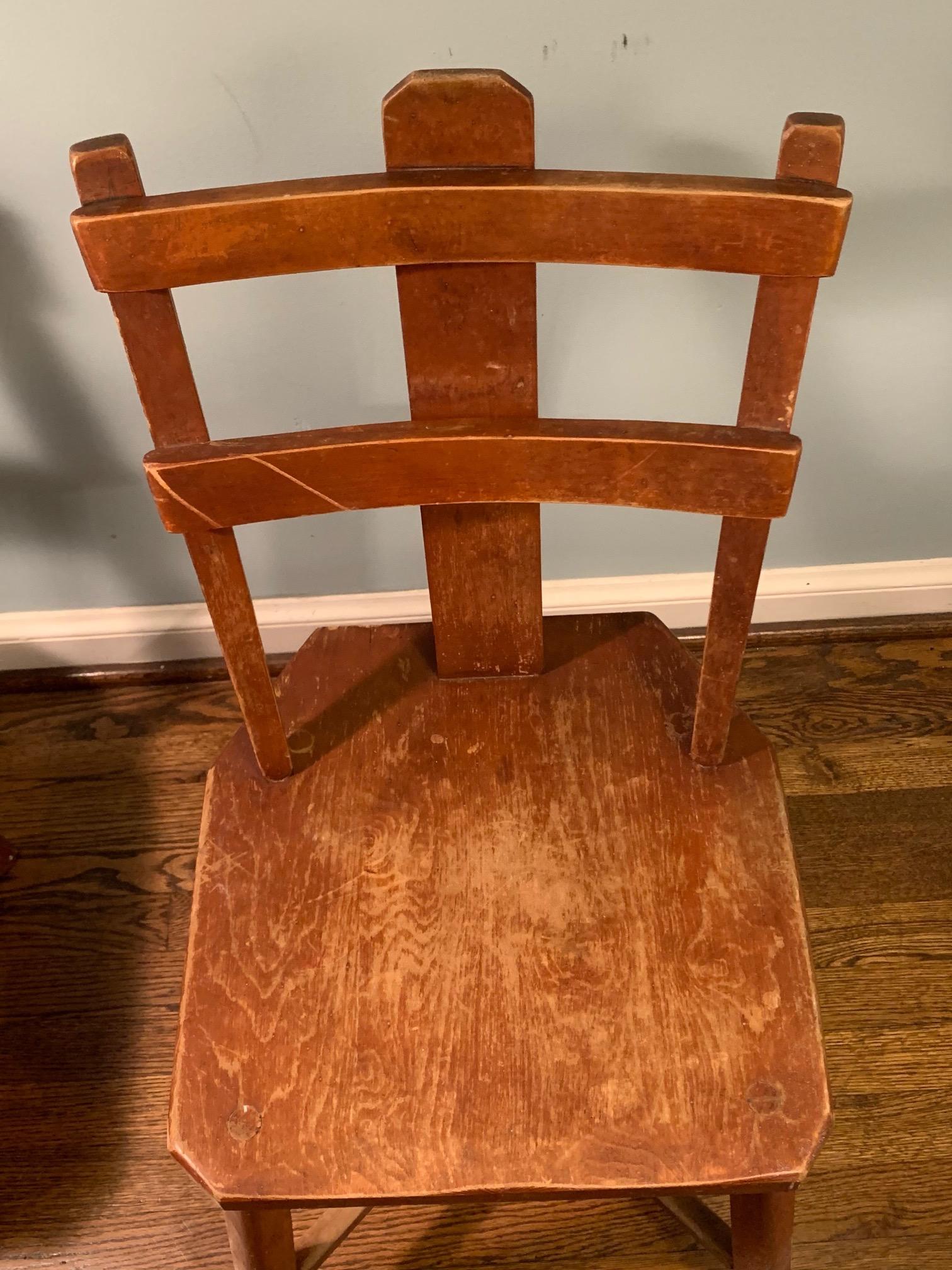 Early 20th Century Primitive Pair of Cherrywood Side Chairs in the Manner of Jean Touret For Sale
