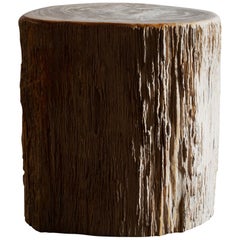 Primitive Petrified Wood Stump Form Side Table