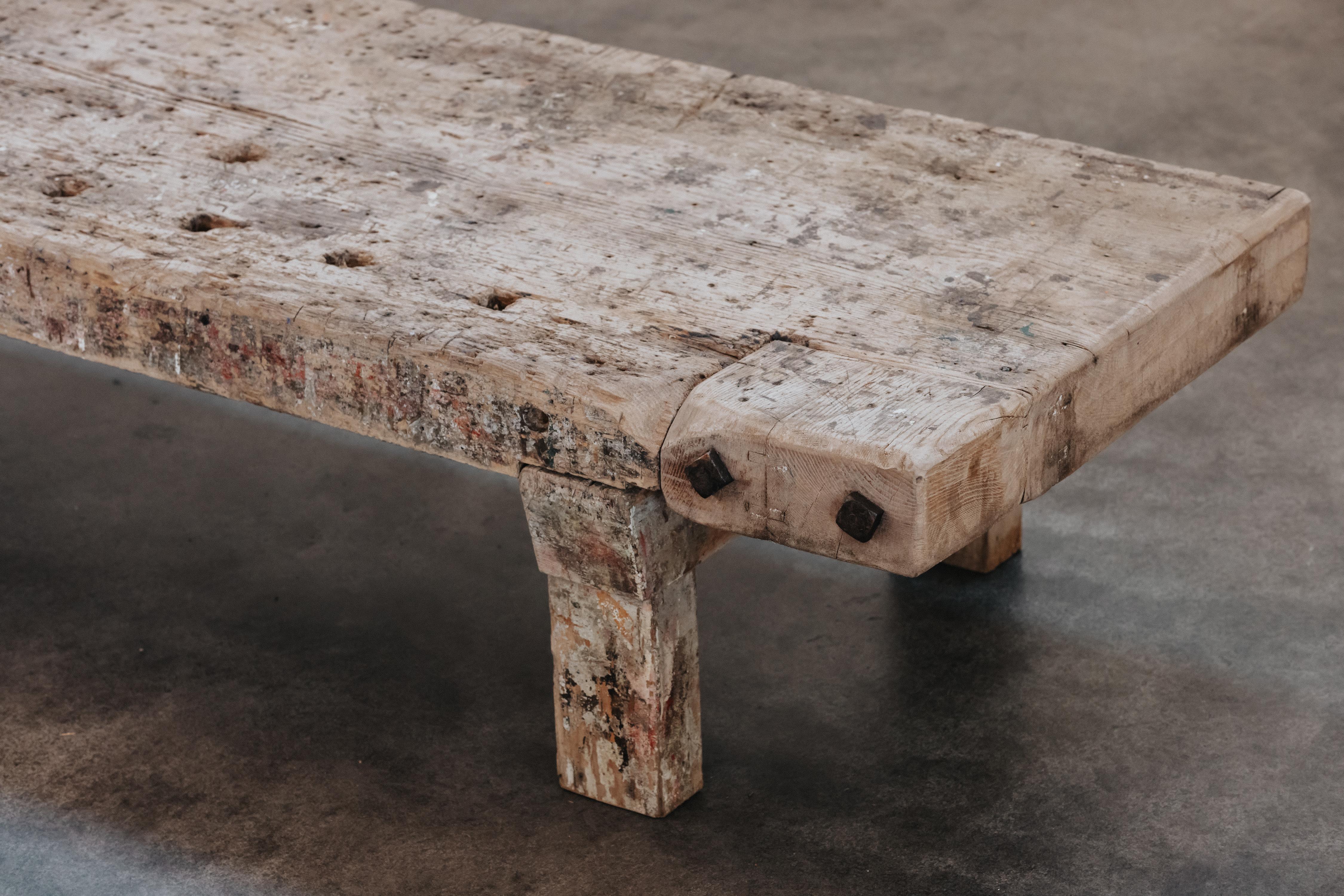 European Primitive Pine Bench From France, Circa 1950 For Sale