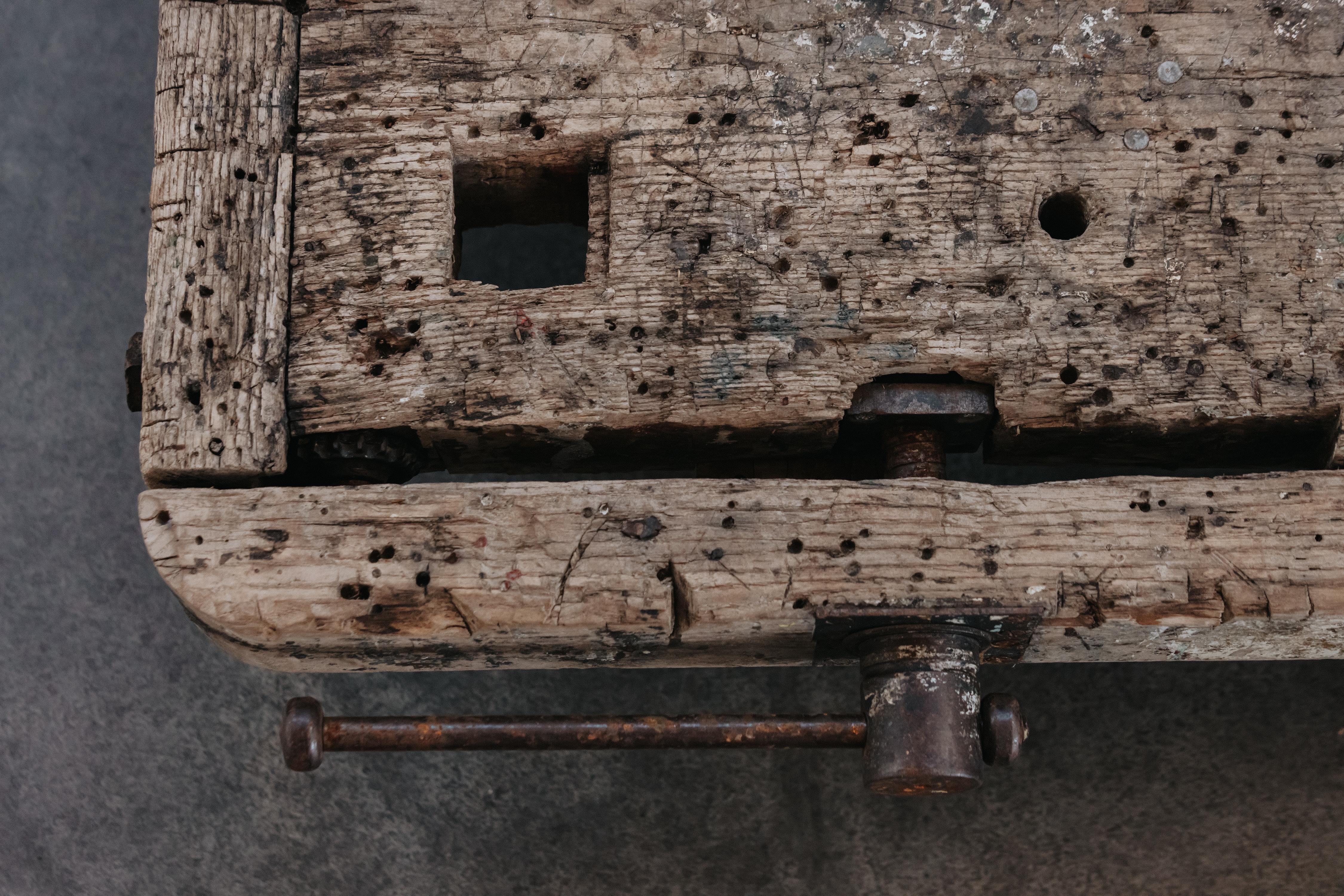 Mid-20th Century Primitive Pine Bench From France, Circa 1950 For Sale
