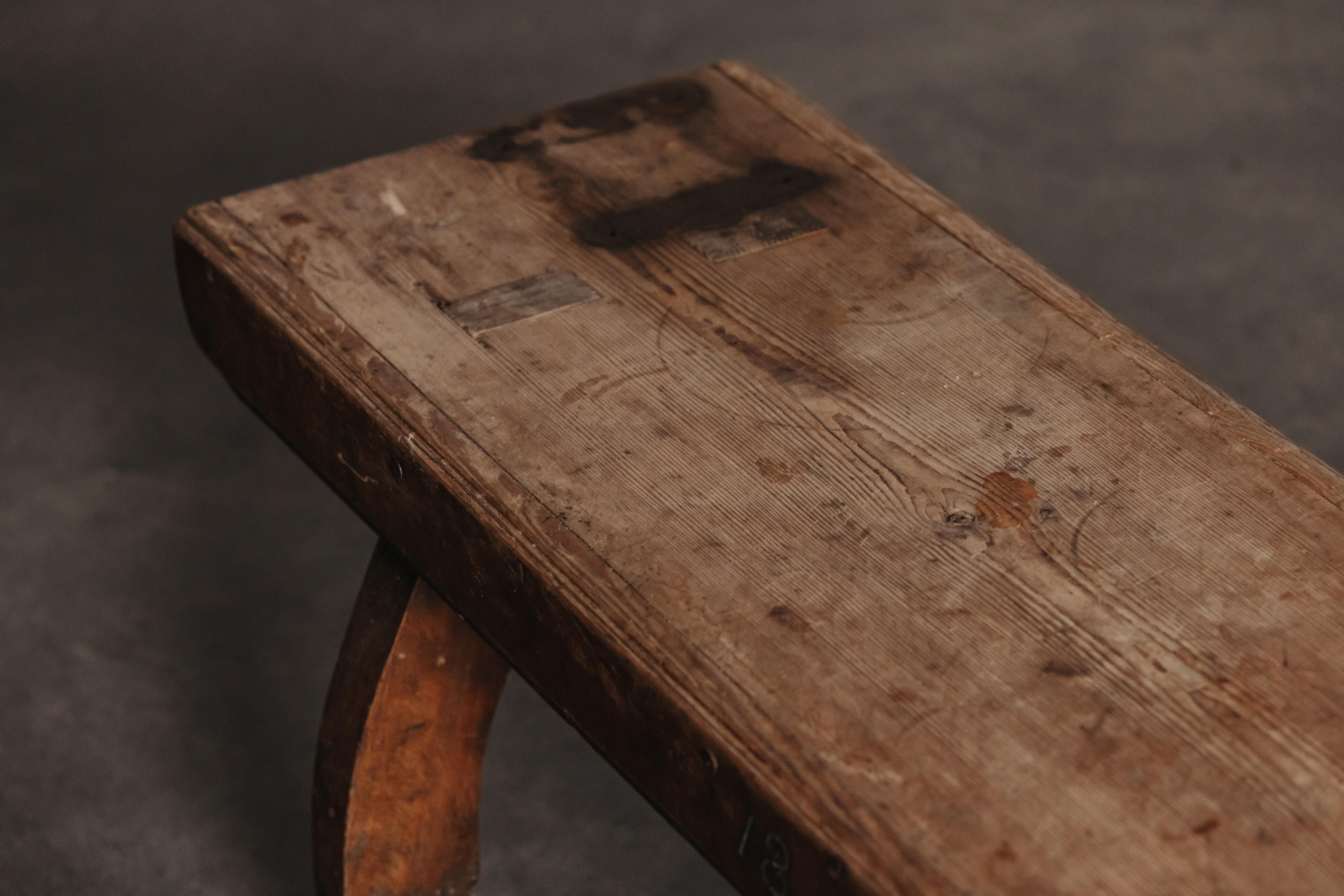 Primitive Pine Bench From Sweden, Circa 1850 In Good Condition For Sale In Nashville, TN