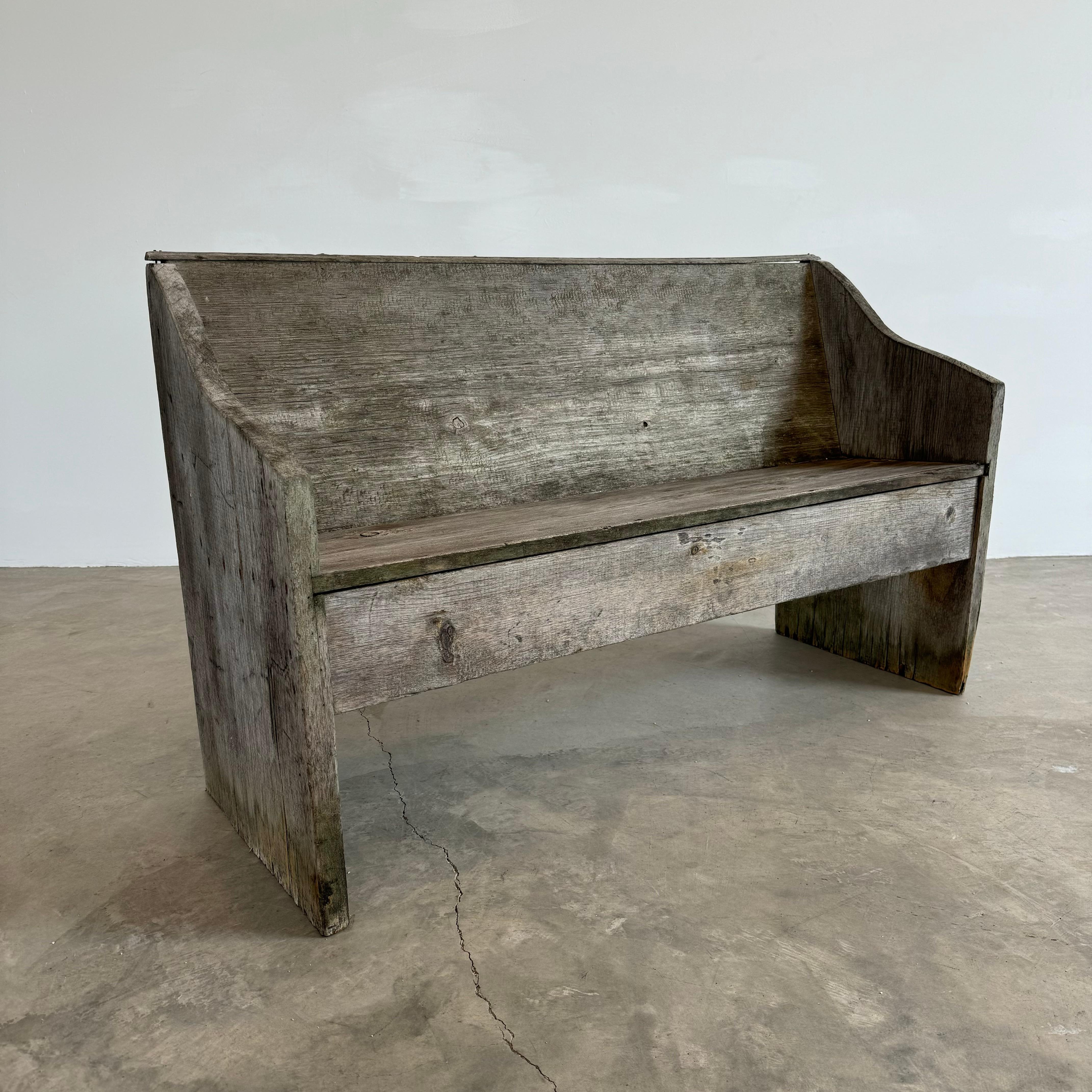 Modern Primitive Pine Chapel Bench, Late 1800s USA For Sale