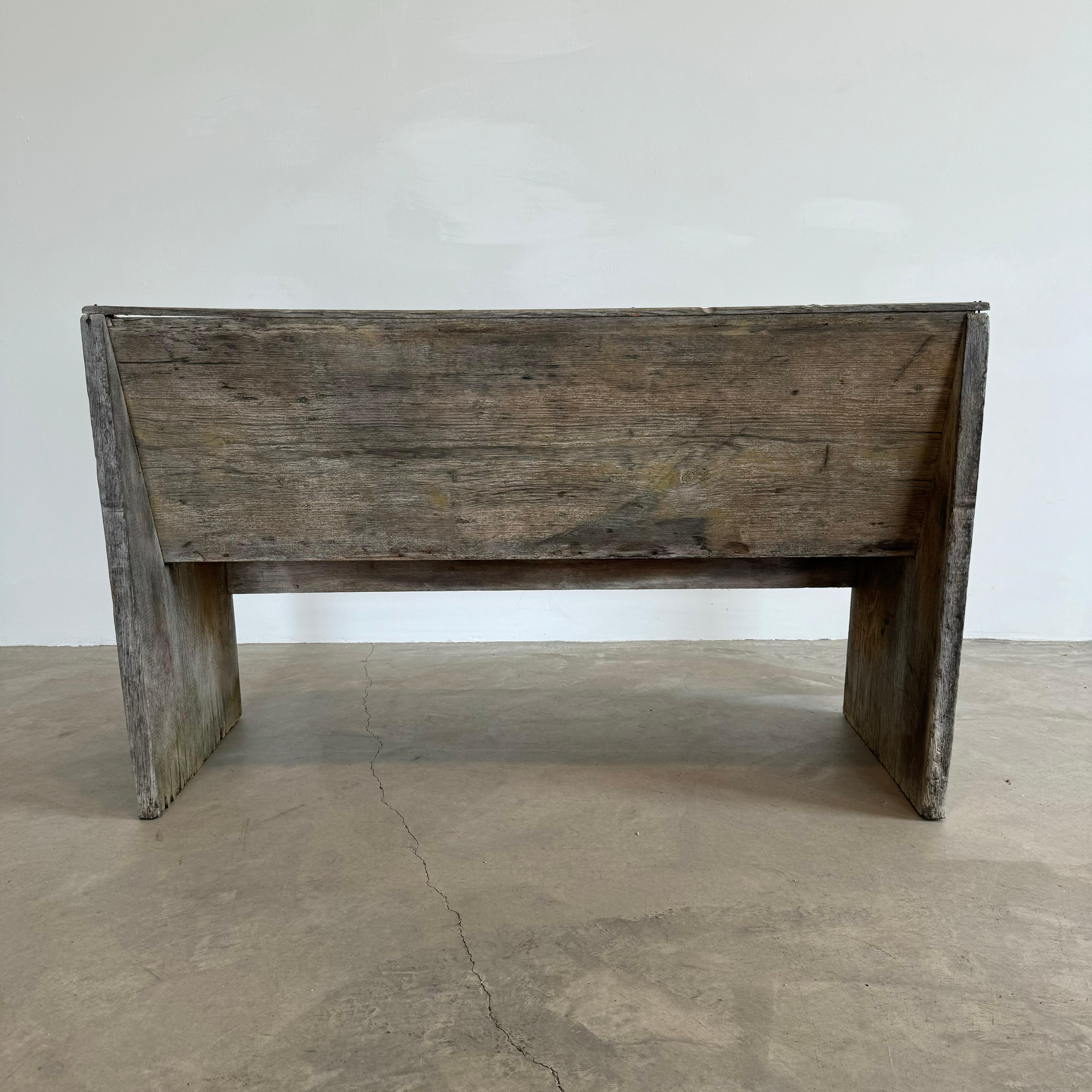 19th Century Primitive Pine Chapel Bench, Late 1800s USA For Sale
