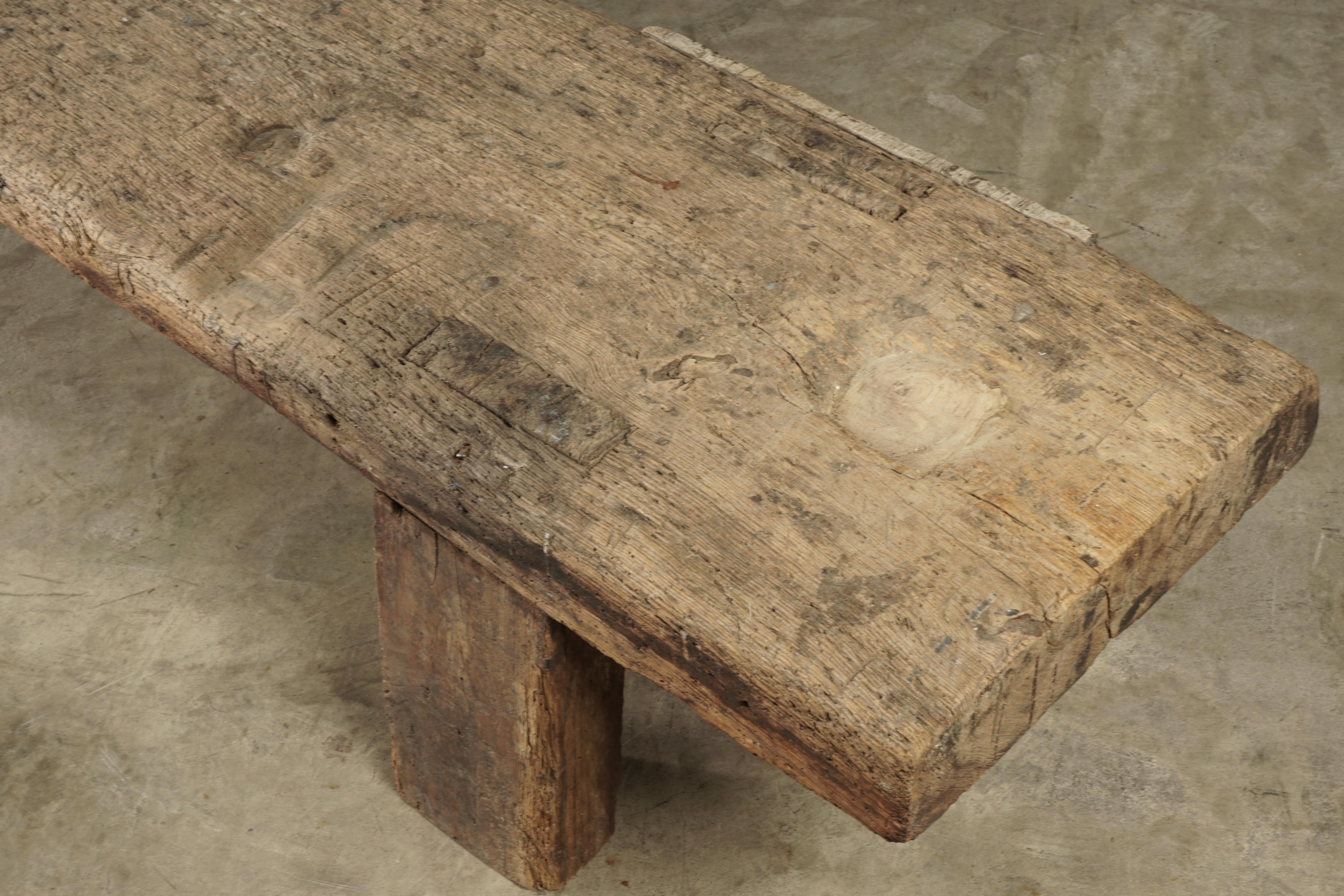 Primitive Solid Pine Coffee Table from France, circa 1920 In Good Condition In Nashville, TN