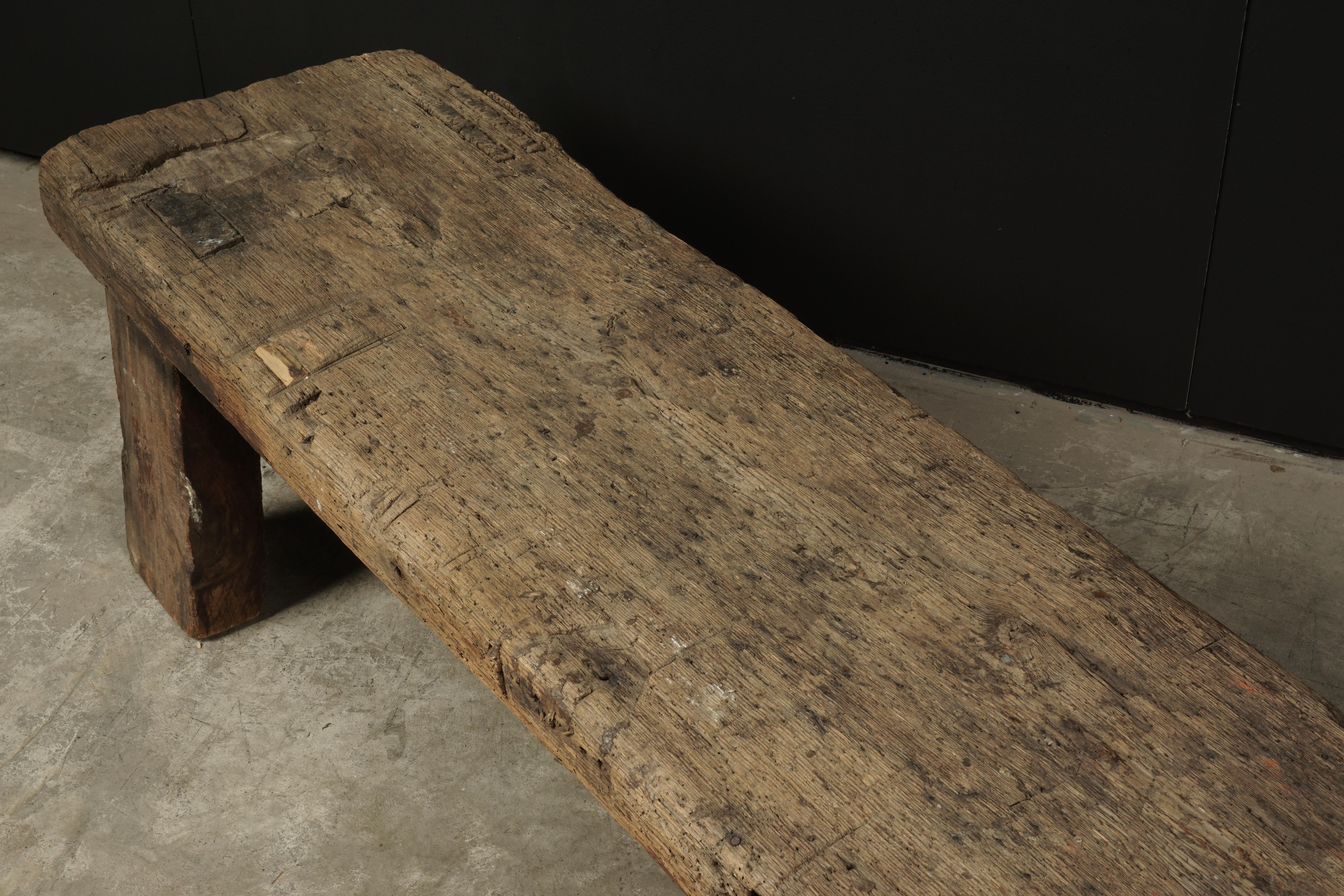 Early 20th Century Primitive Solid Pine Coffee Table from France, circa 1920