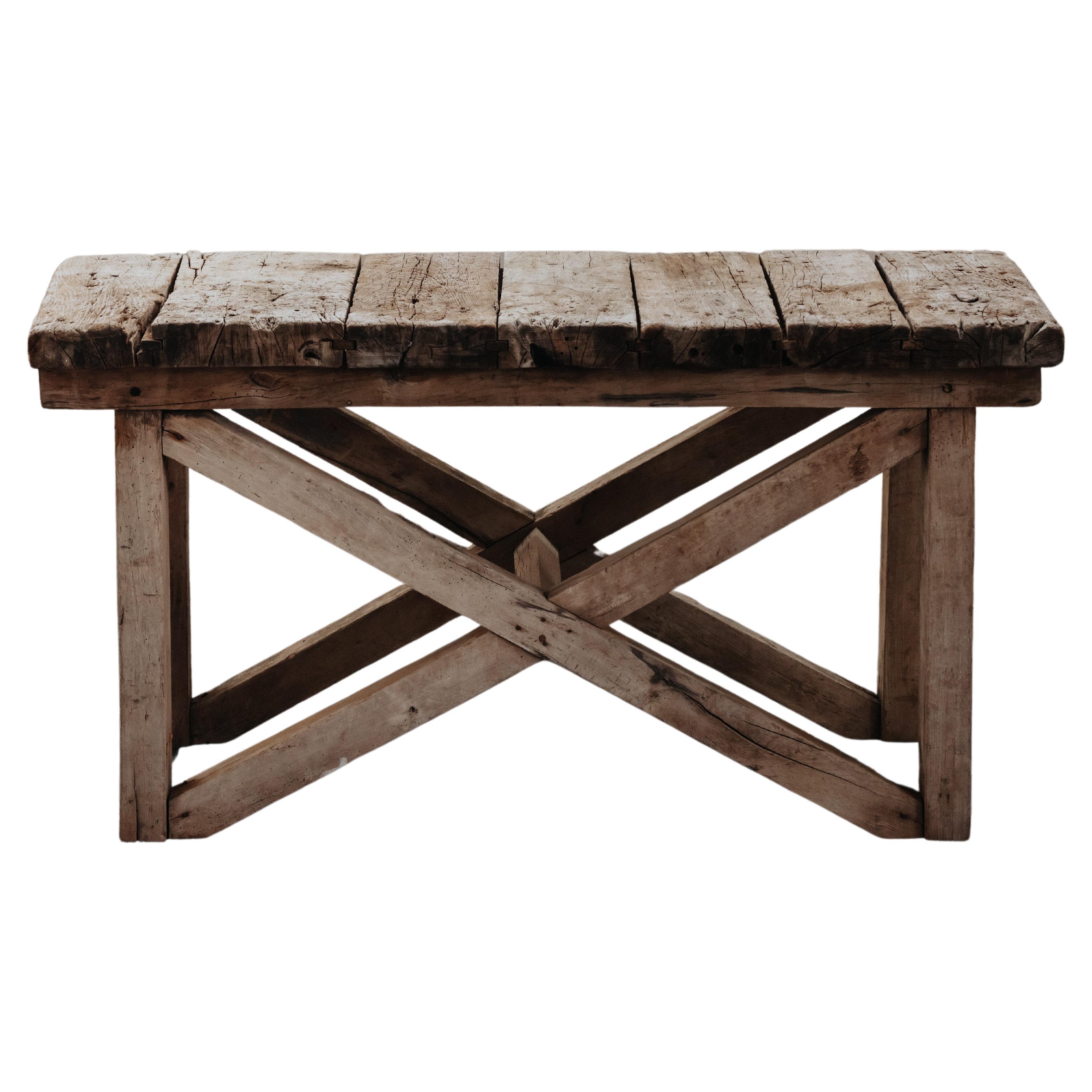 Primitive Pine Console Table From France, Circa 1960 For Sale