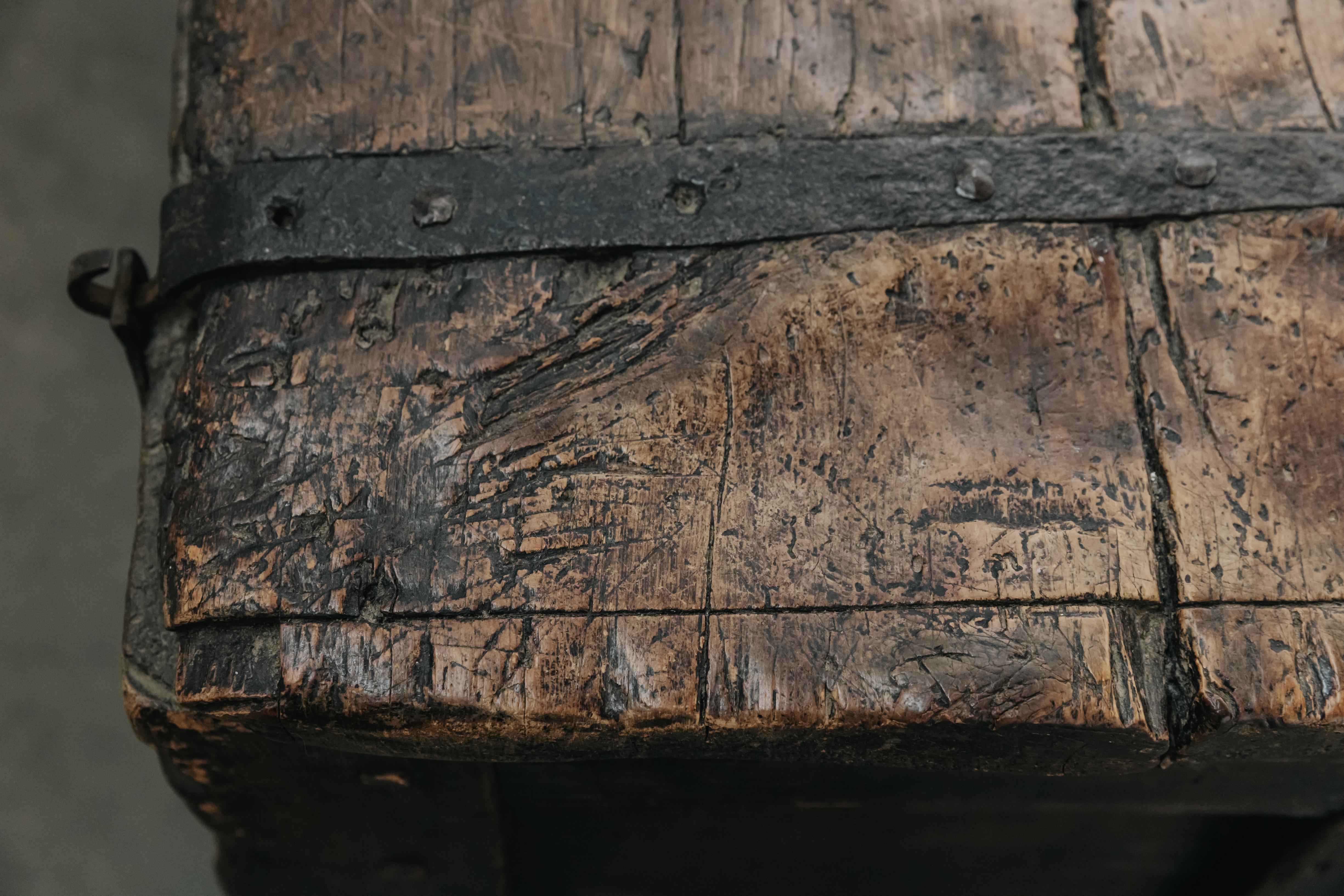 Primitive Pine Mountain Trunk From France, Circa 1700. 2