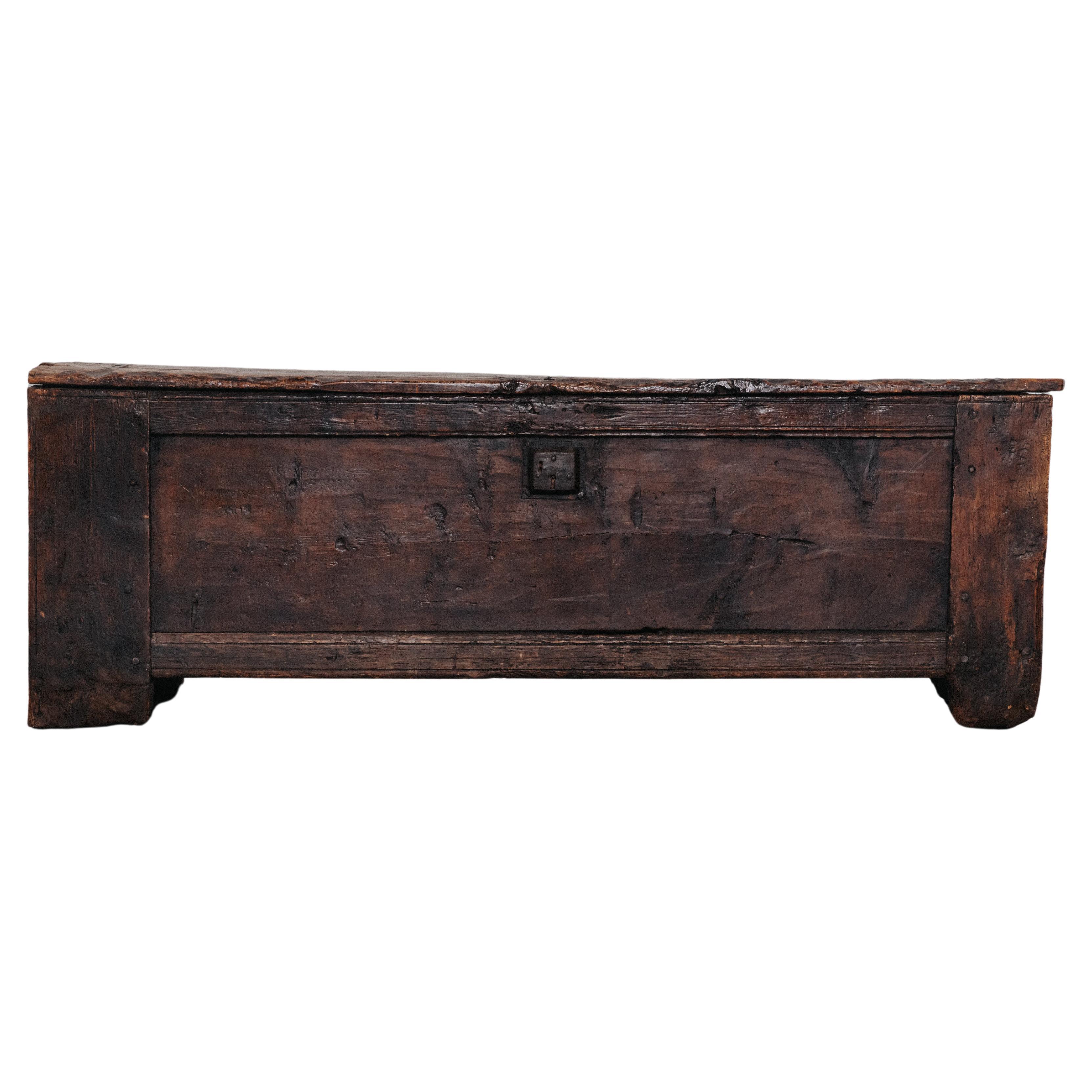 Primitive Pine Mountain Trunk From France, Circa 1700.