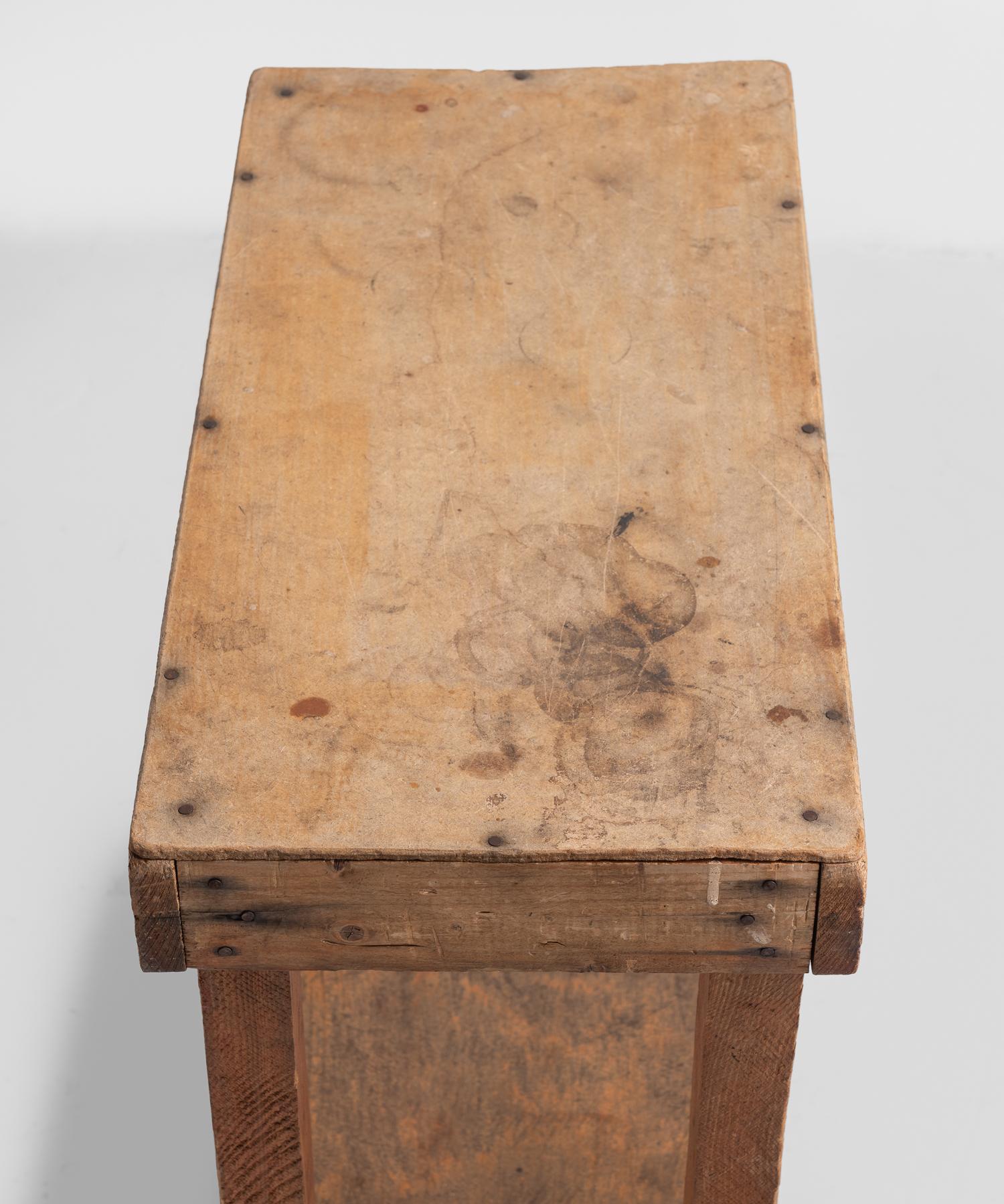 Hand-Crafted Primitive Pine Side Table, America, circa 1900