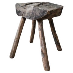 Antique Primitive Pine Stool ca 1830 from Härjedalen, Sweden