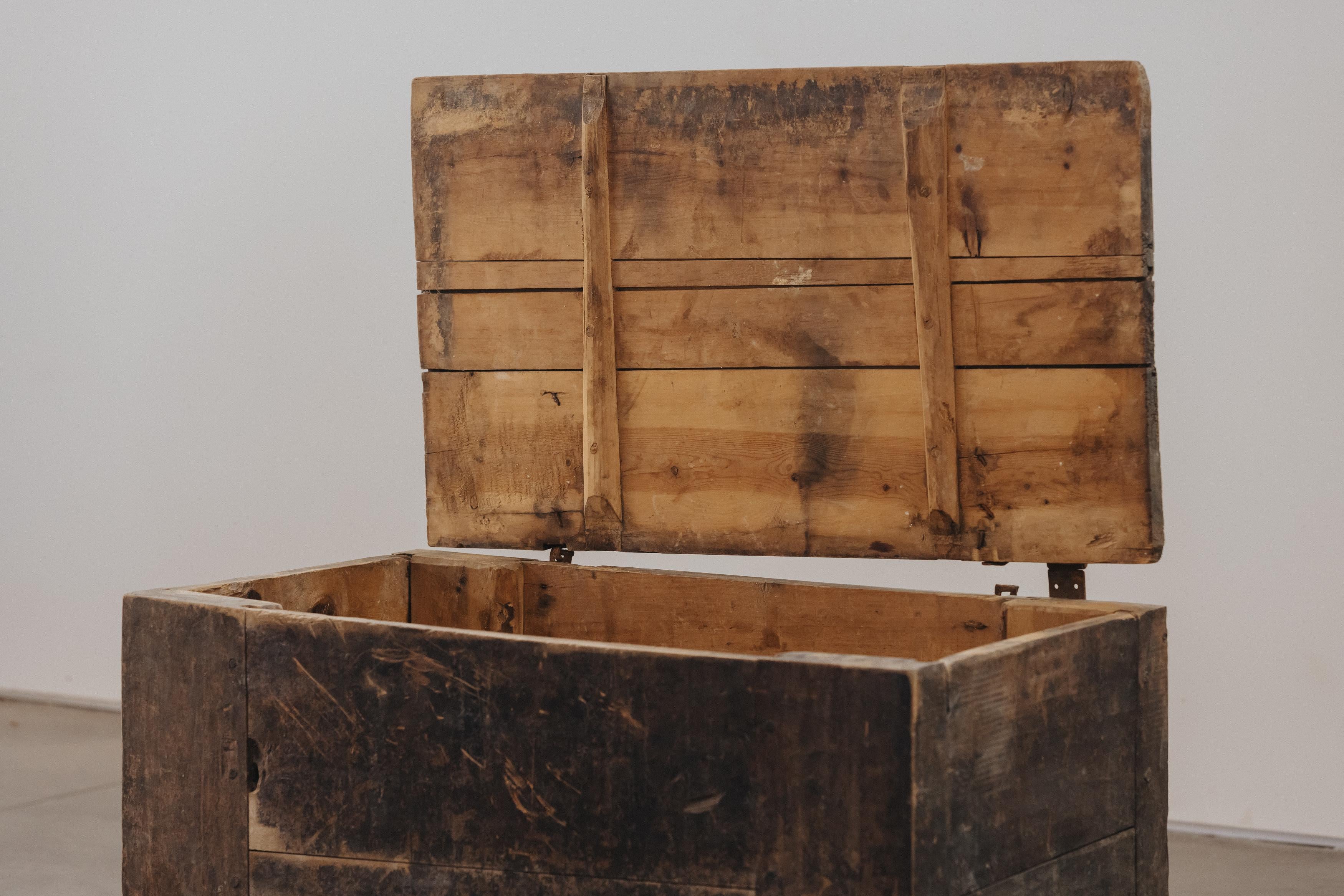 Early 19th Century Primitive Pine Trunk From Italy, Circa 1800 For Sale