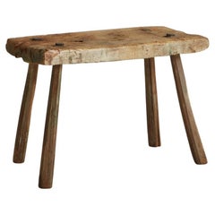 Primitive Pine Wood Table, France, 1950s