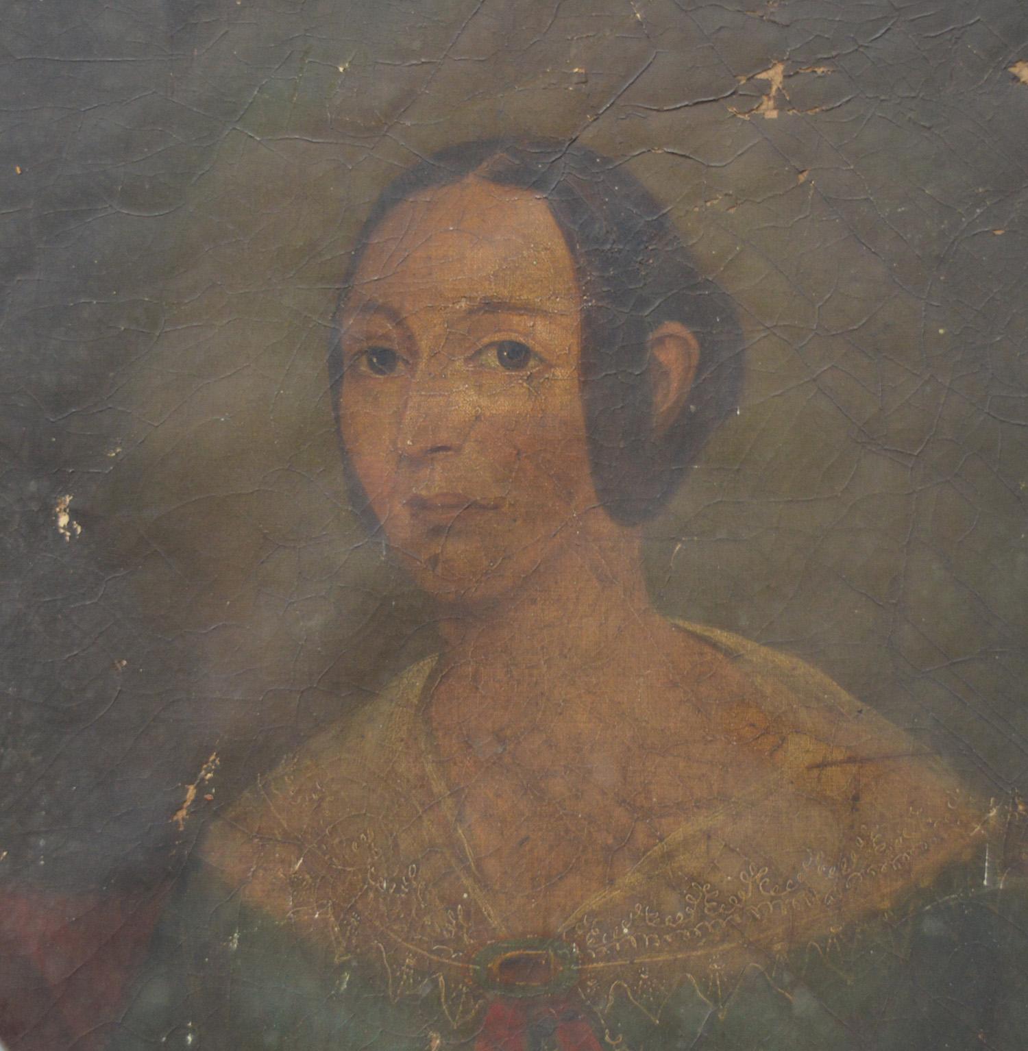Ein naives Porträt eines Mädchens, englisch, frühes 19. Jahrhundert (Volkskunst) im Angebot