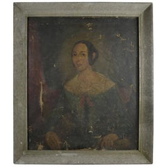 Primitive Portrait of a Girl, English, Early 19th Century