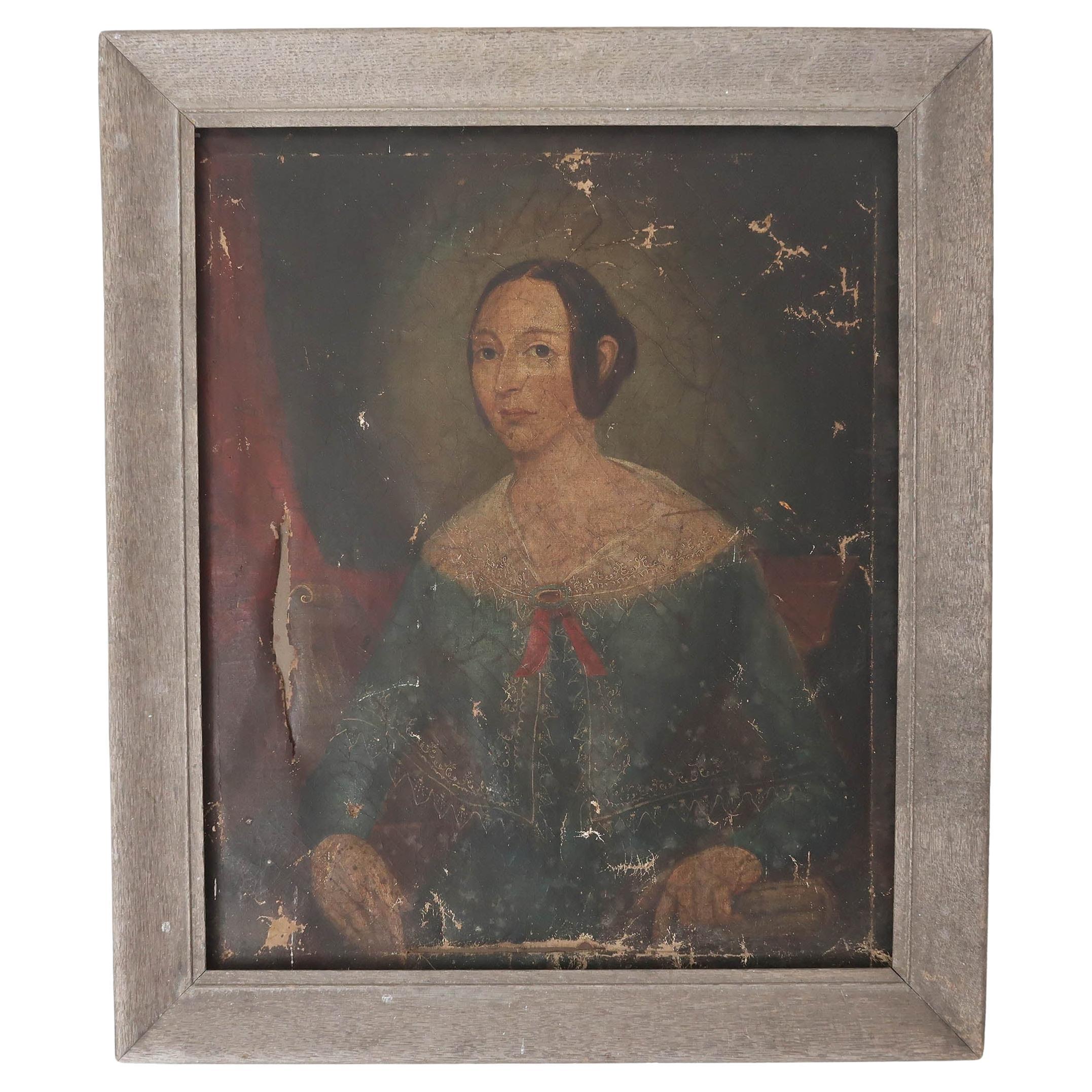 Ritratto primitivo di ragazza, inglese, inizio XIX secolo