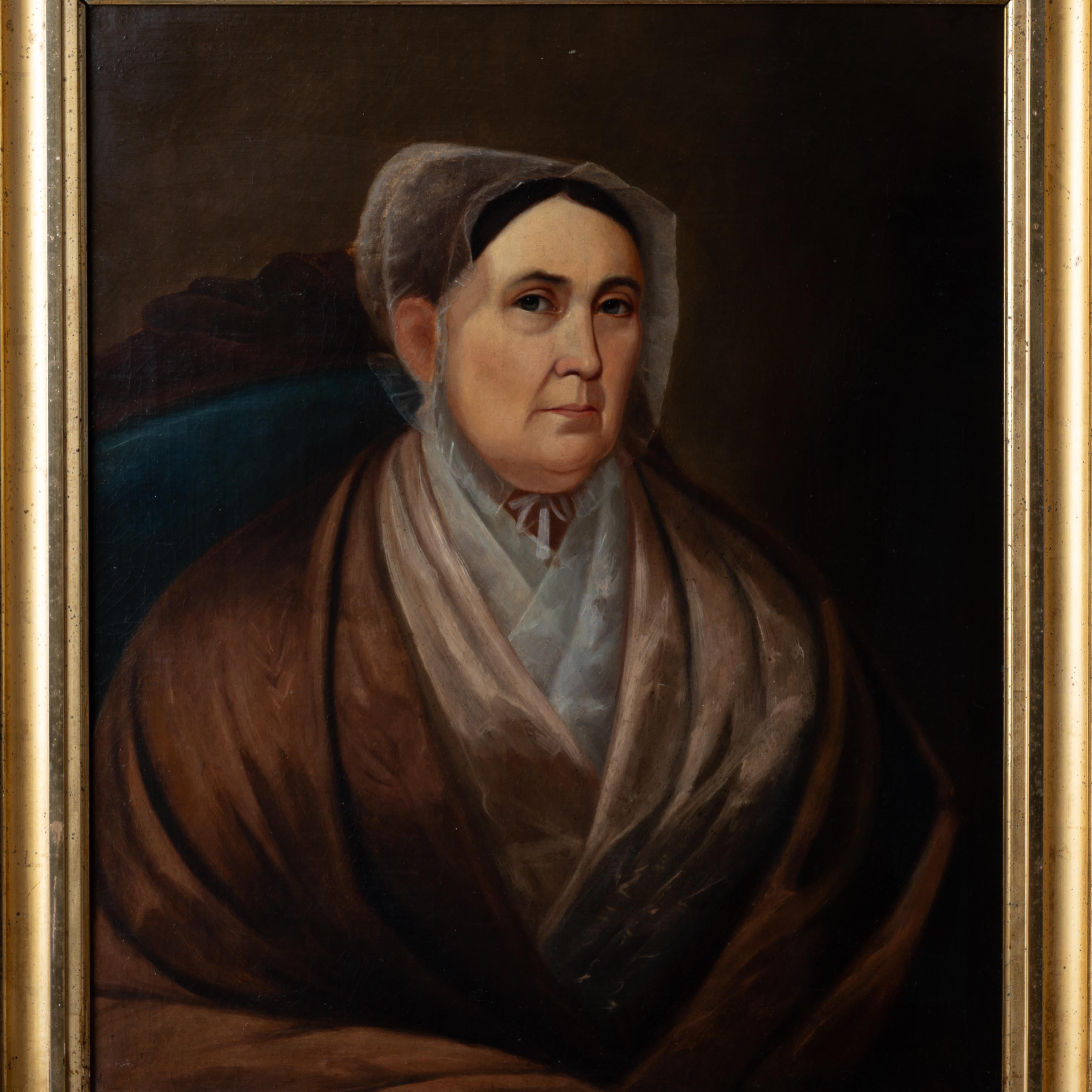 Primitive Portrait of a Lady, 19th Century In Good Condition For Sale In Savannah, GA