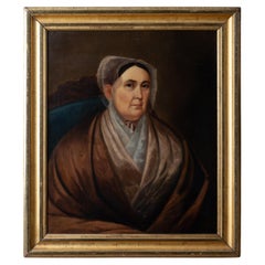 Antique Primitive Portrait of a Lady, 19th Century