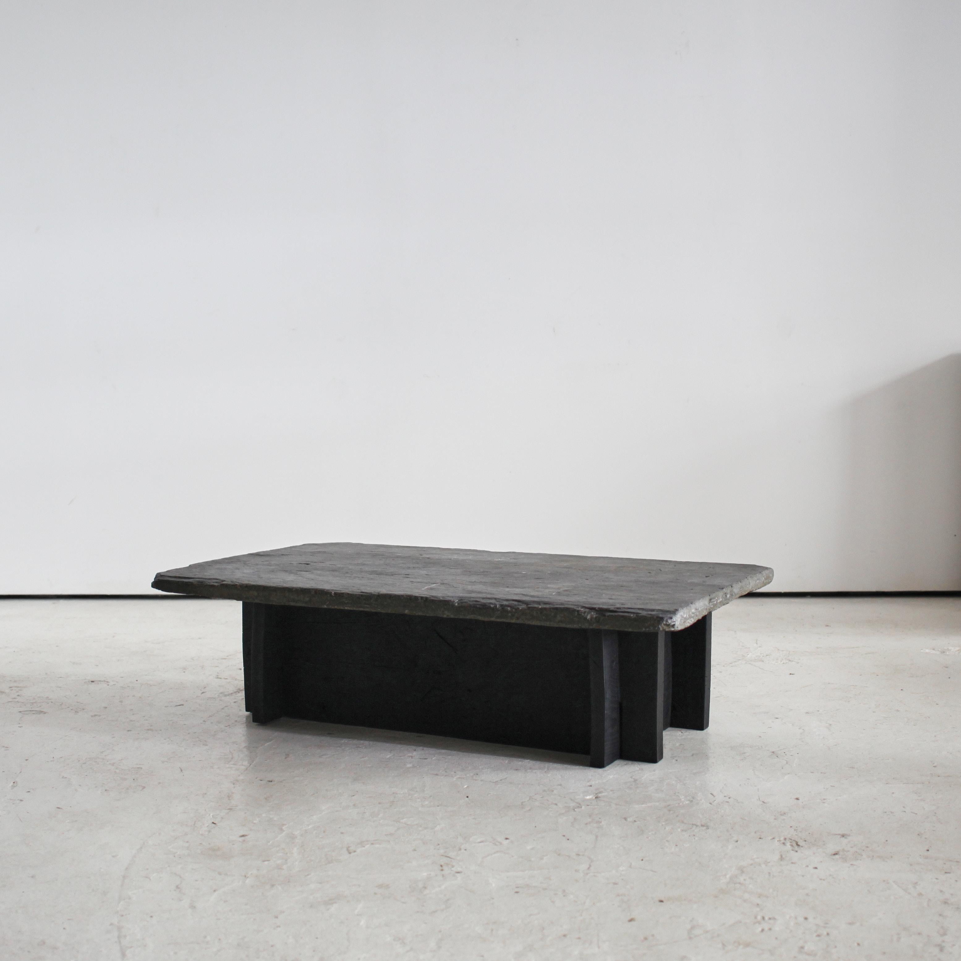Primitive Portuguese Slate & Chestnut Coffee Table Wabi Sabi In Good Condition In London, GB
