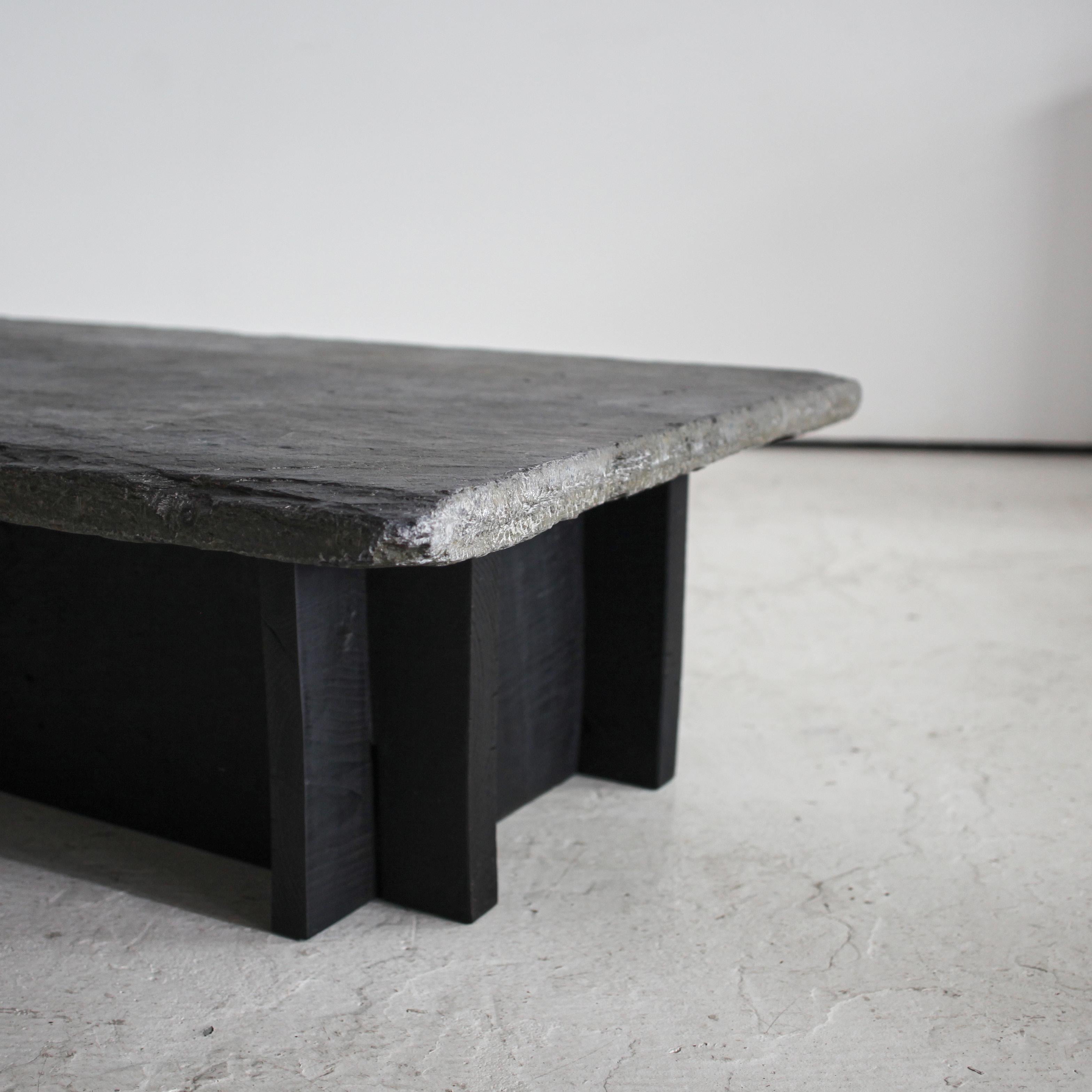 Primitive Portuguese Slate & Chestnut Coffee Table Wabi Sabi 1