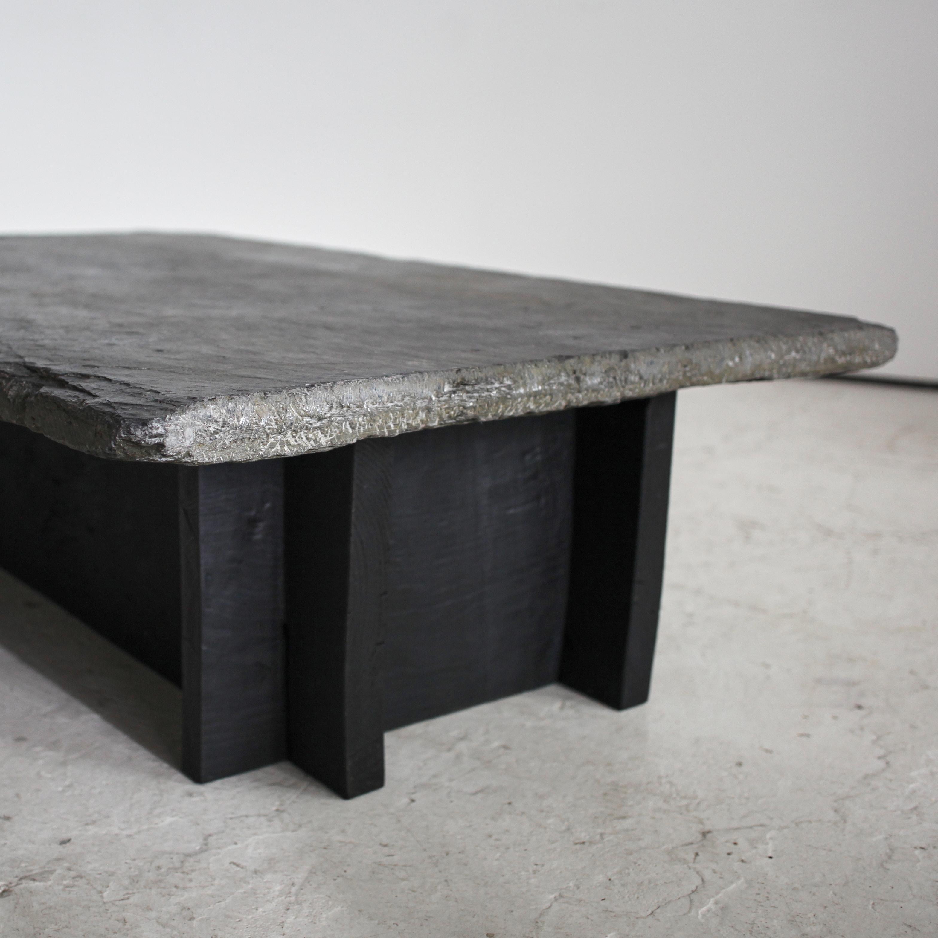 Primitive Portuguese Slate & Chestnut Coffee Table Wabi Sabi 3