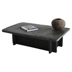 Antique Primitive Portuguese Slate & Chestnut Coffee Table Wabi Sabi