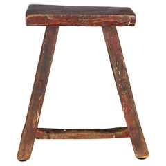 Primitive Red Stool with Slash Marks