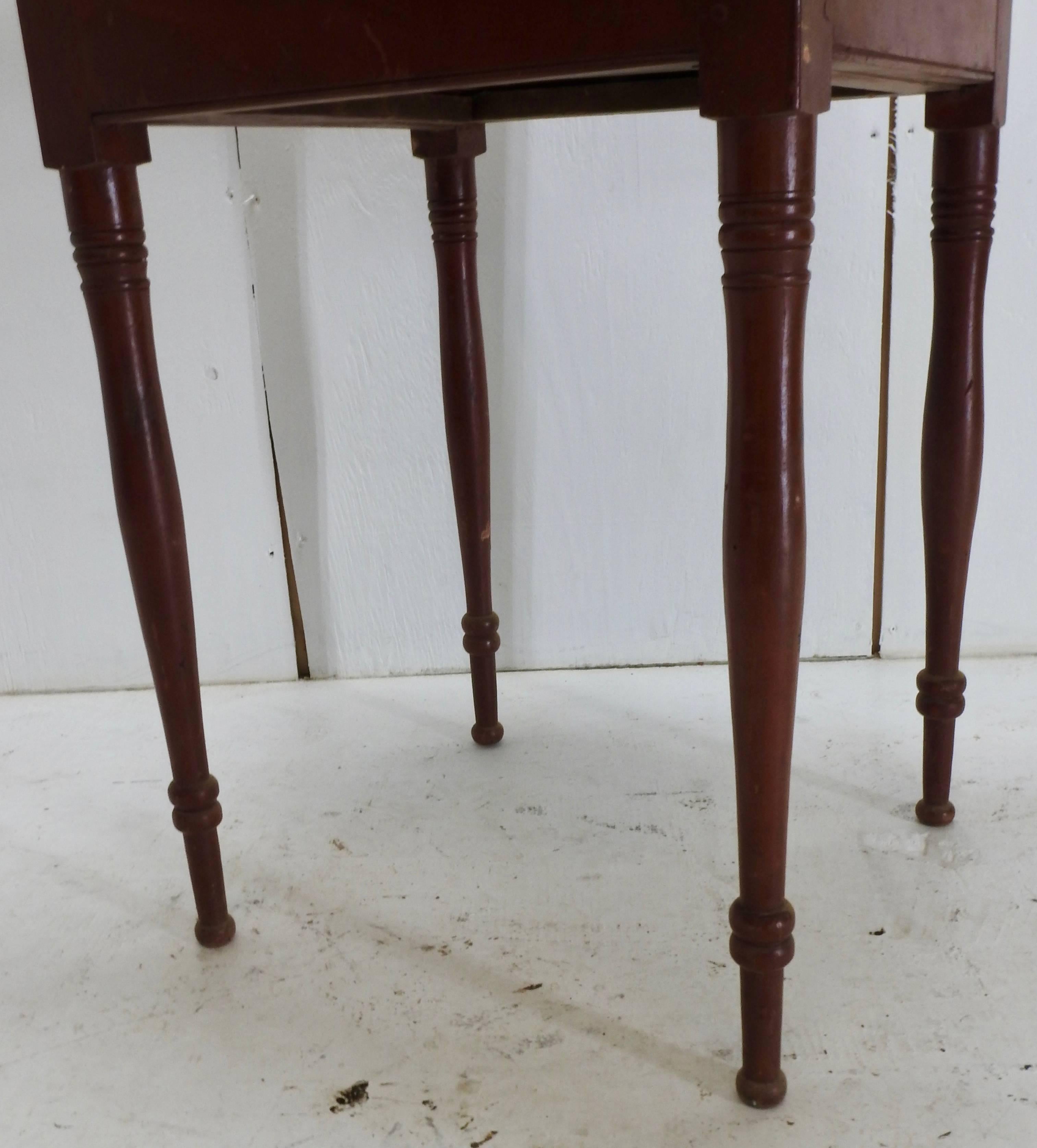 Primitive Red Working Side Table For Sale 1