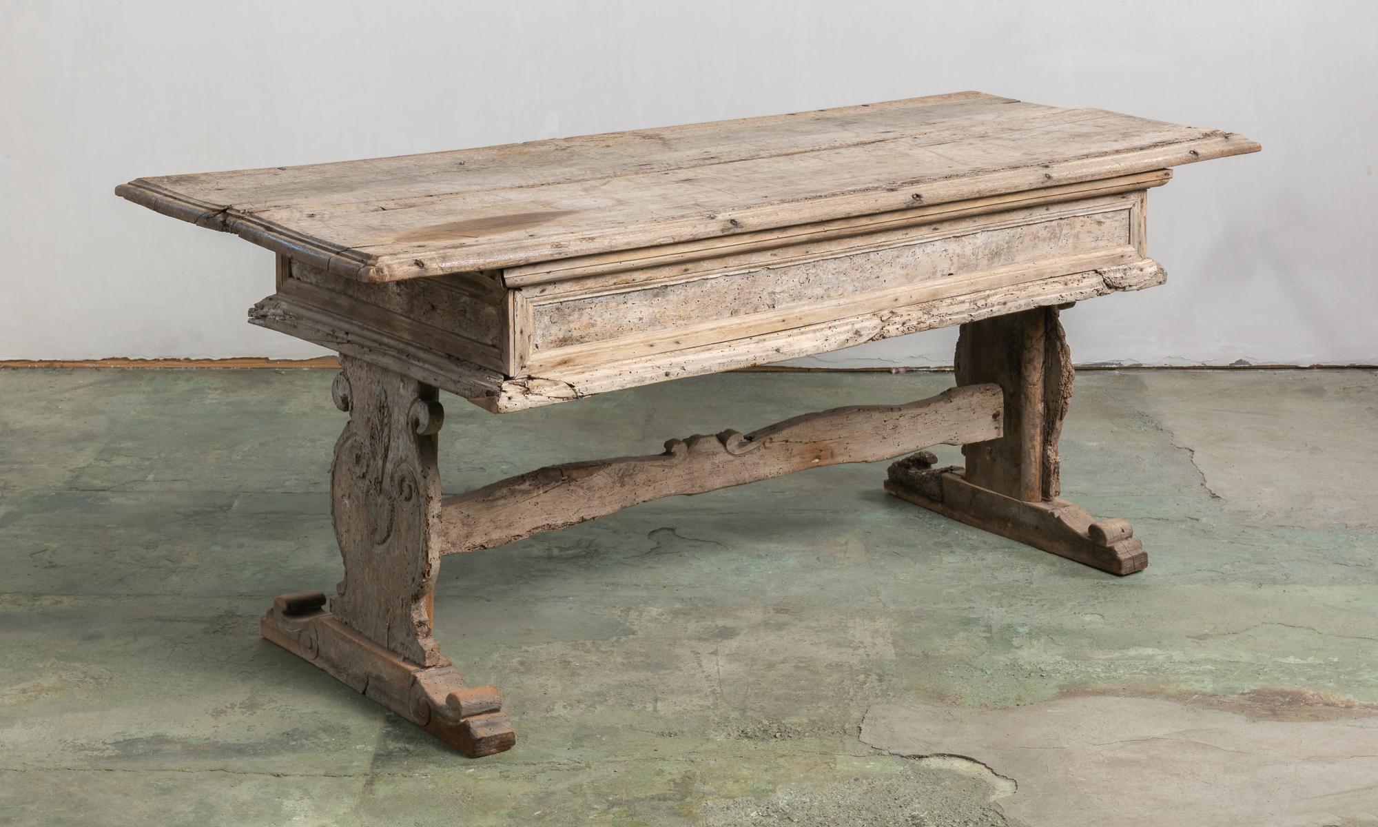 Primitive refectory table, Italy, 17th century

Incredible, heavily patinated form with hand carved detailing throughout.

This piece ships from Providence, Rhode Island.