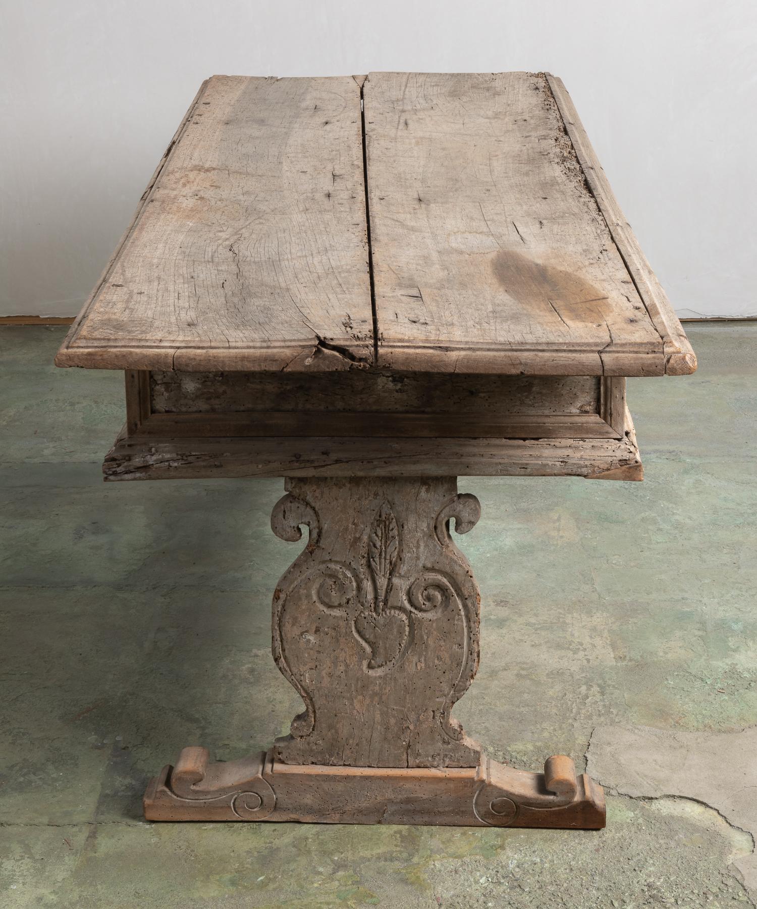 Italian Primitive Refectory Table, Italy, 17th Century