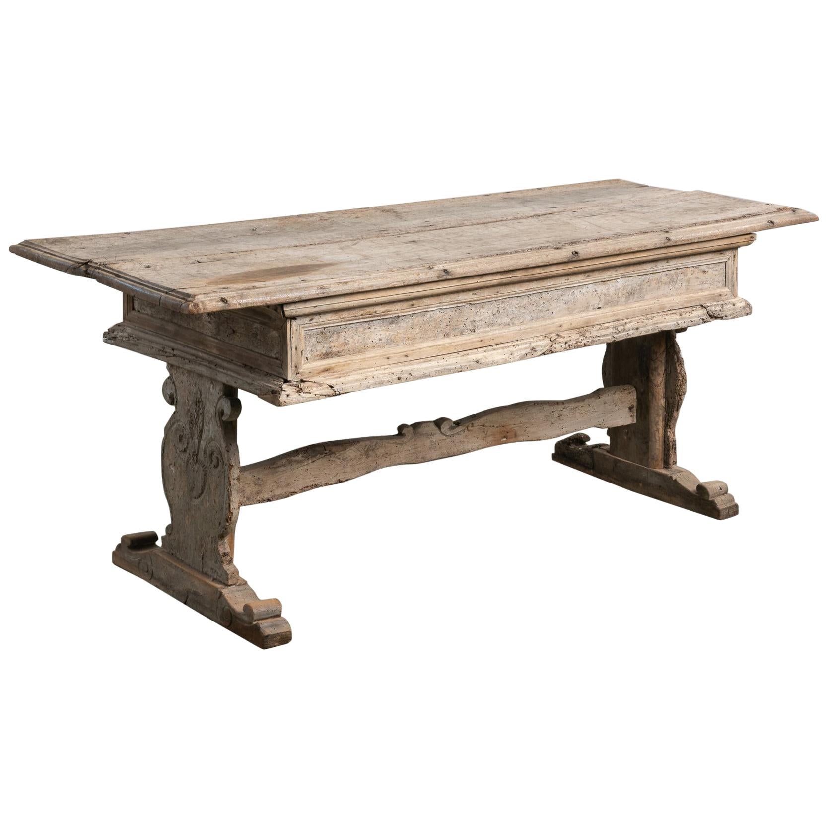 Primitive Refectory Table, Italy, 17th Century
