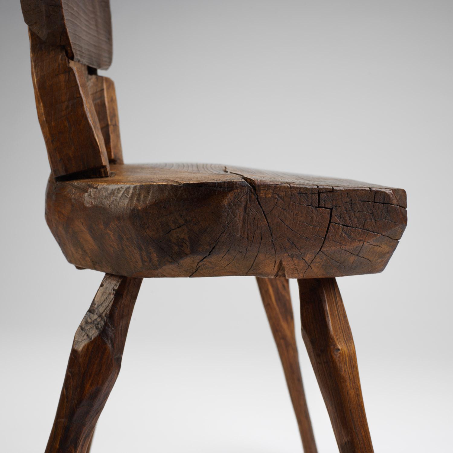Primitive Round-Back Alpine Chair, France, Early 1900s 5