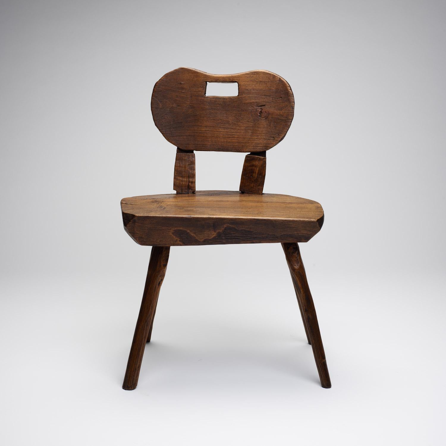 Primitive Round-Back Alpine Chair, France, Early 1900s 1