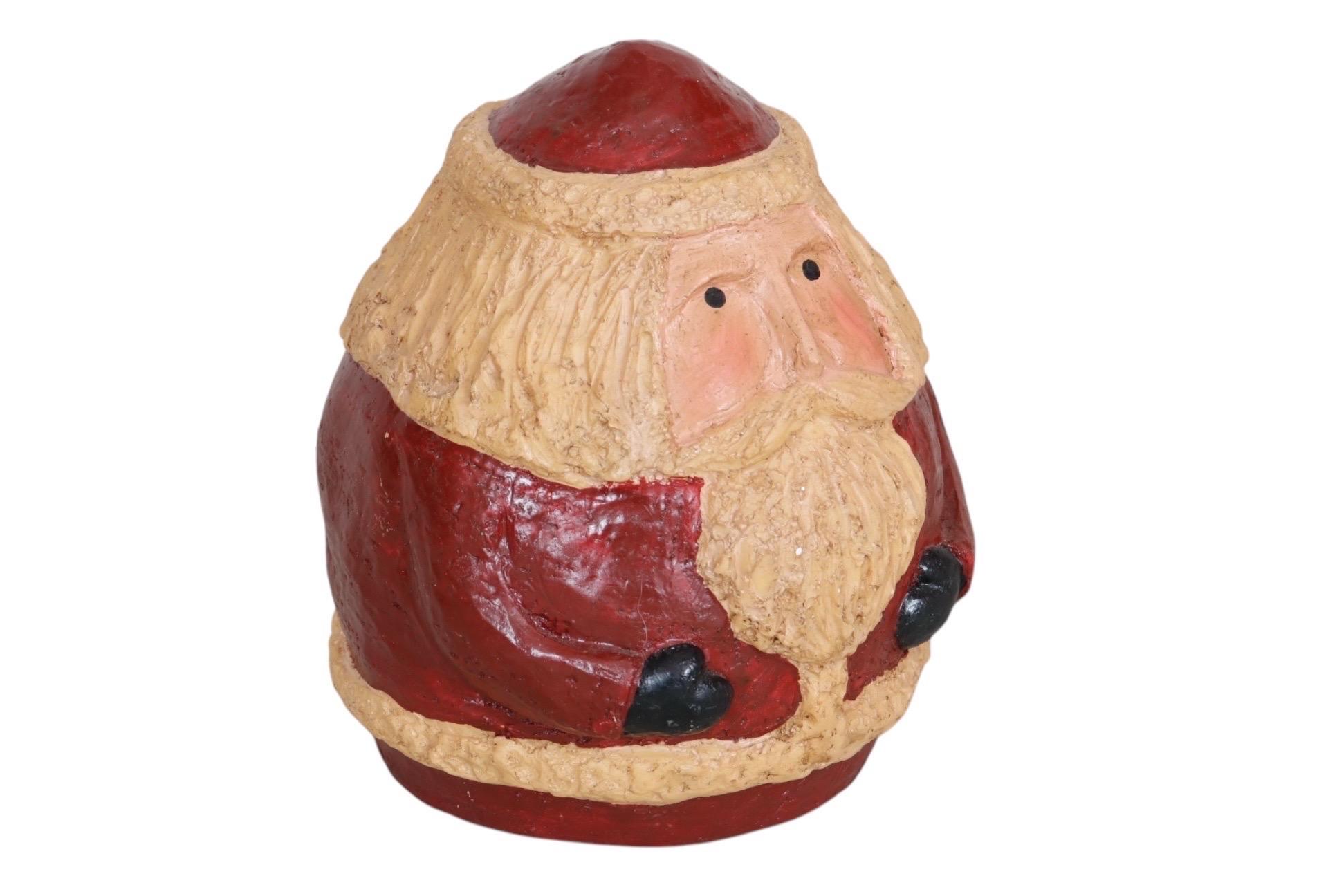 Resin Primitive Round Chalkware Santa Claus Figure