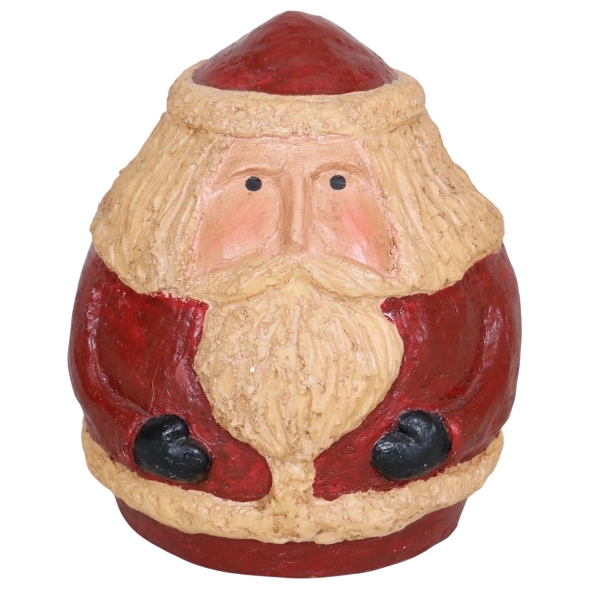 Primitive Round Chalkware Santa Claus Figure