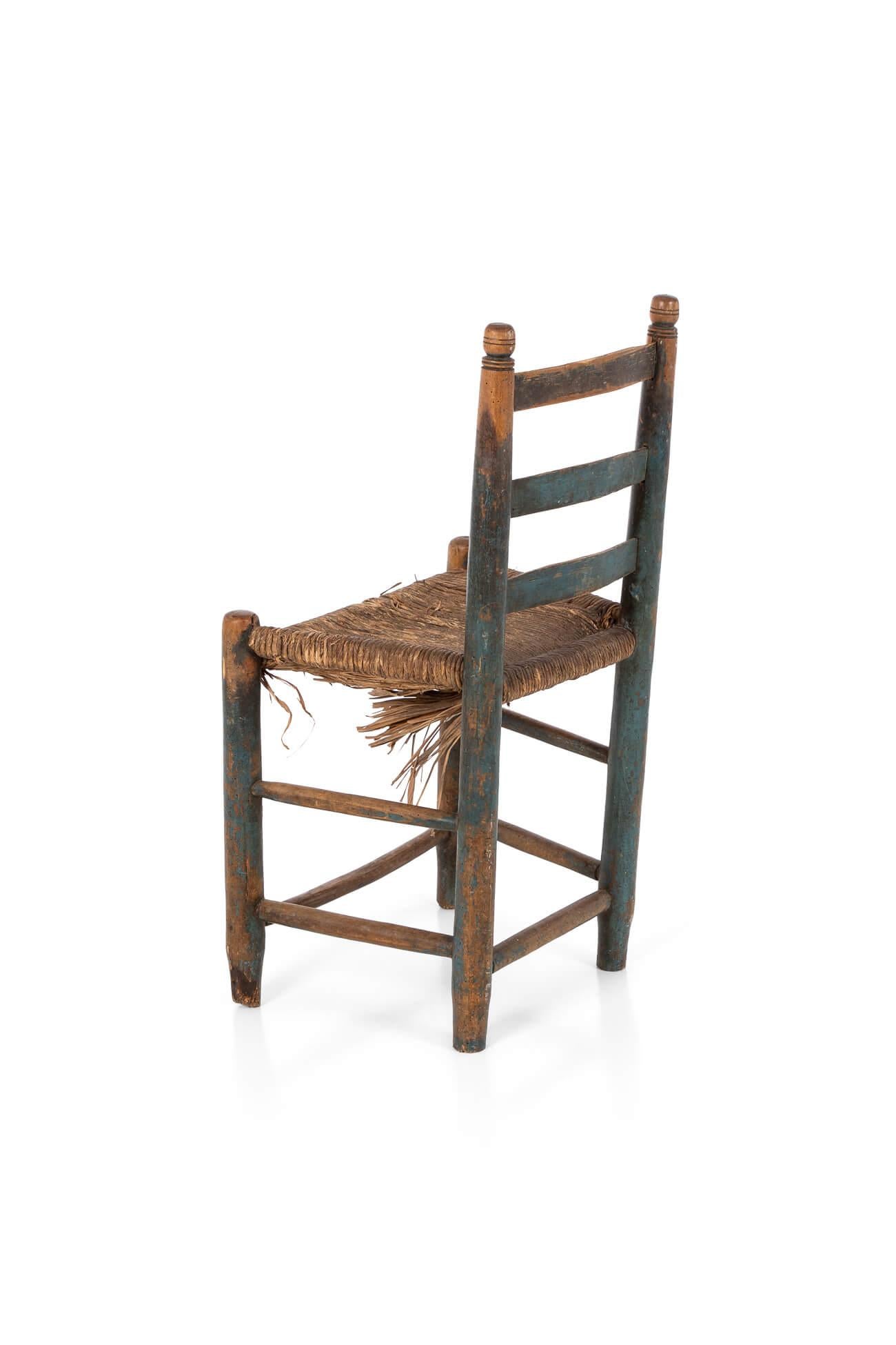 Rustic Primitive Rush Seat Side Chair For Sale