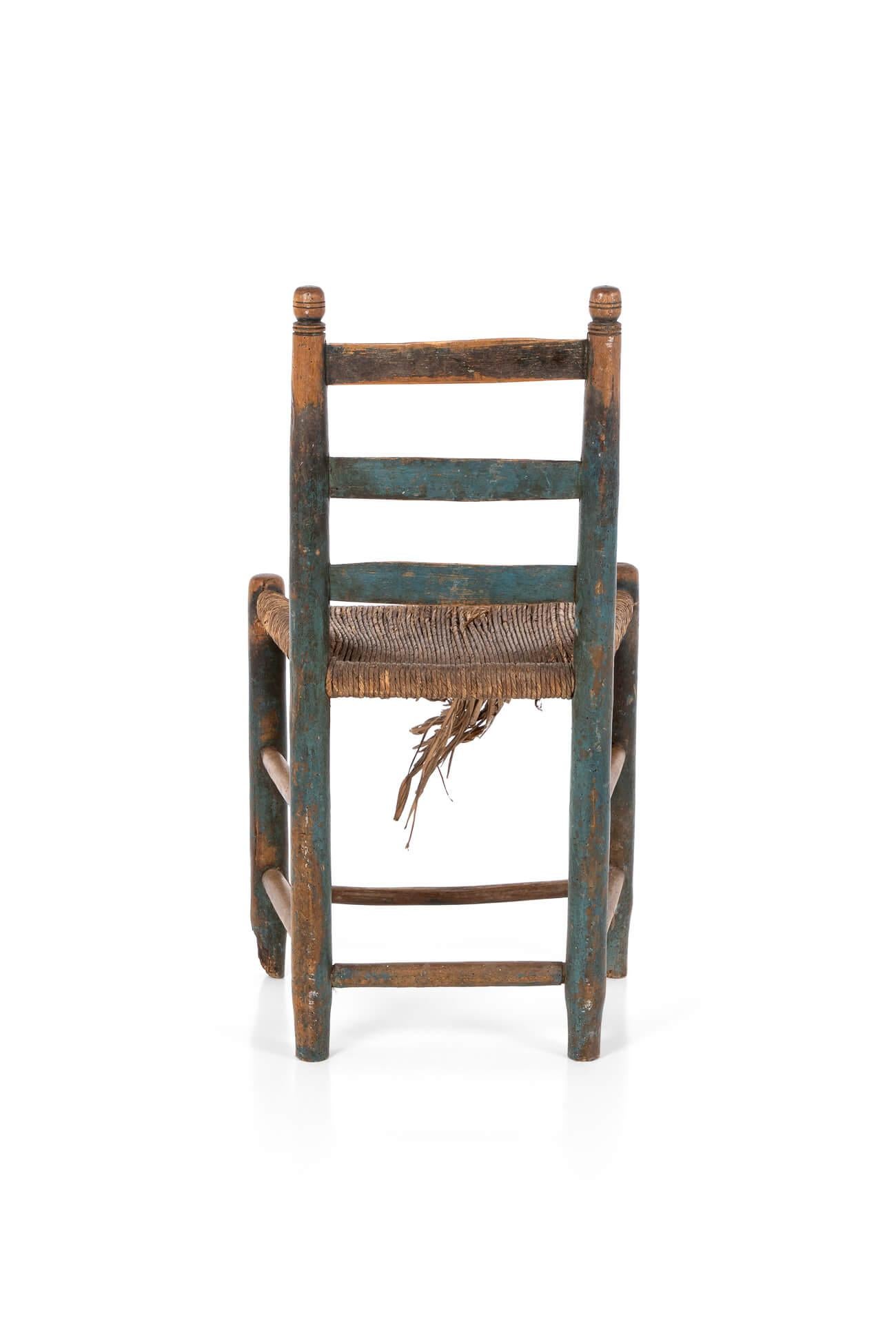 British Primitive Rush Seat Side Chair For Sale
