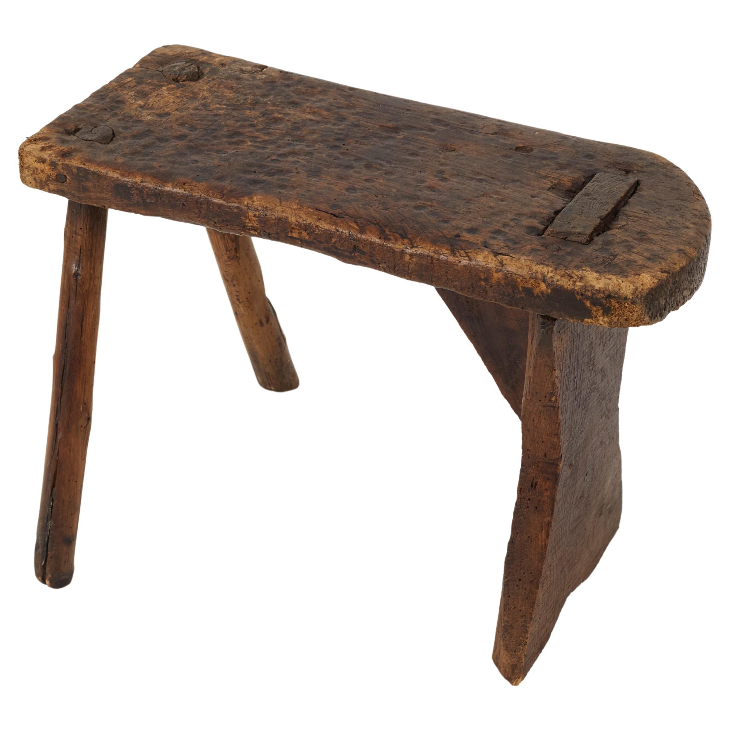 Primitive, Rustic, Antique Bench / Stool, France, 19th Century For Sale