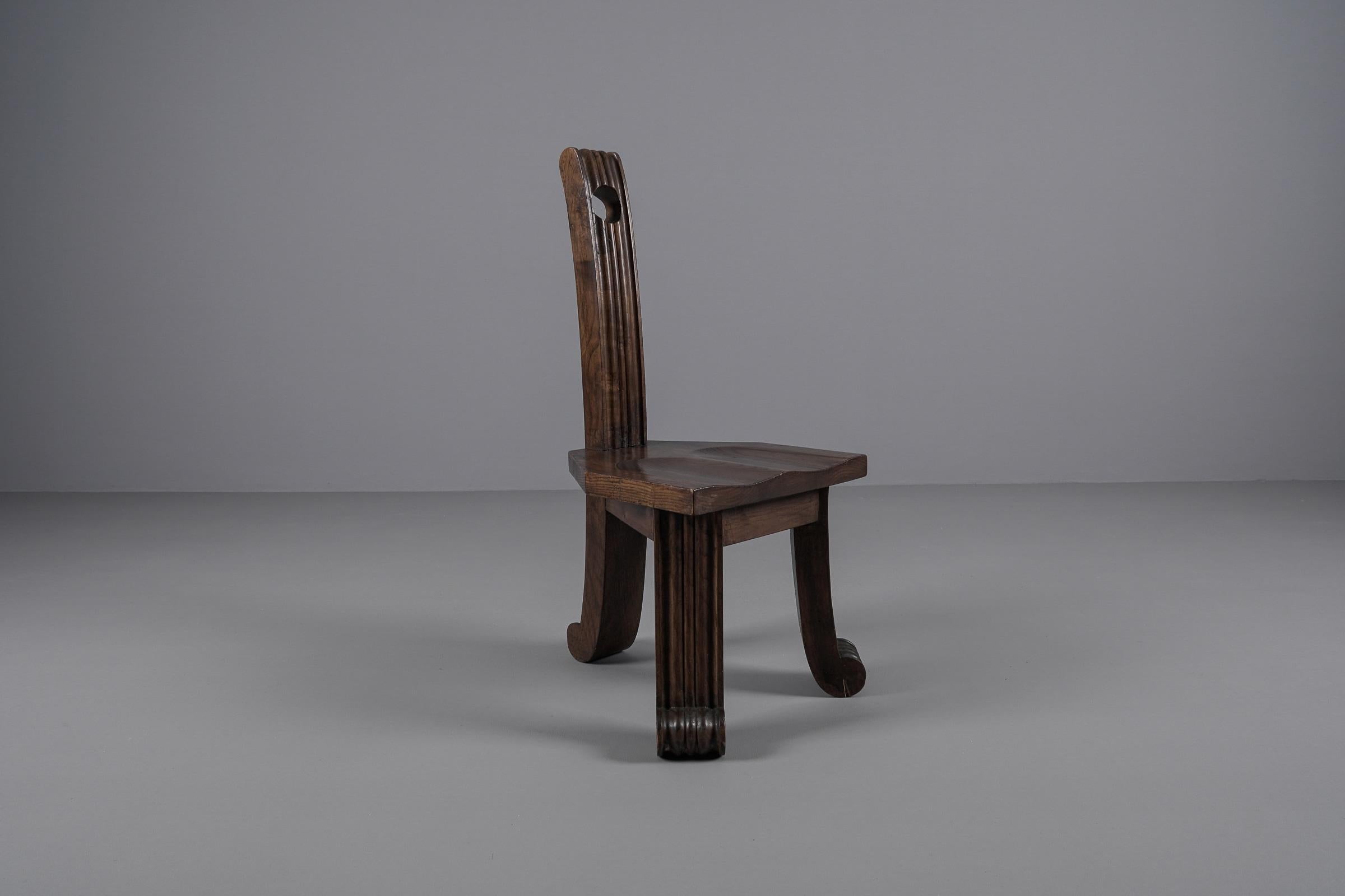 Primitive Rustic Britalist Modern Sculptured Chair, 1940s Europe In Good Condition In Nürnberg, Bayern