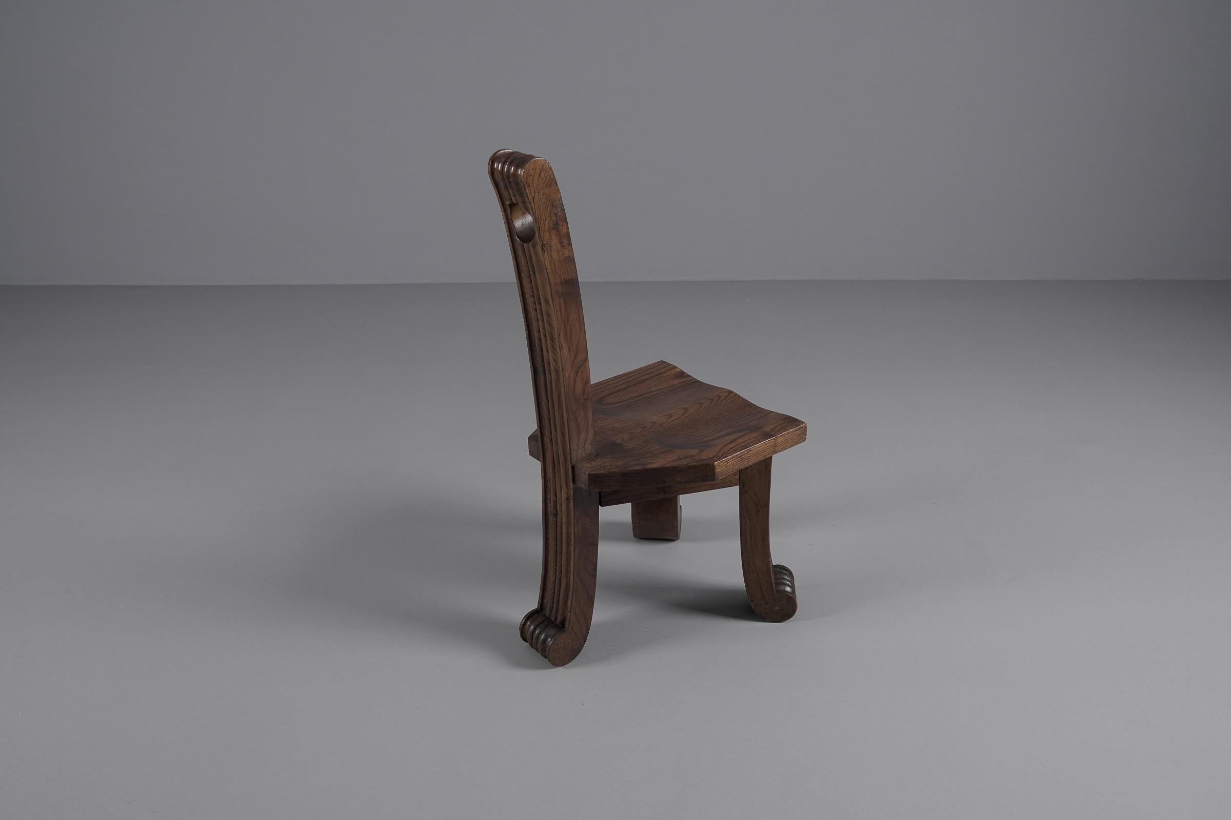 Primitive Rustic Britalist Modern Sculptured Chair, 1940s Europe 3