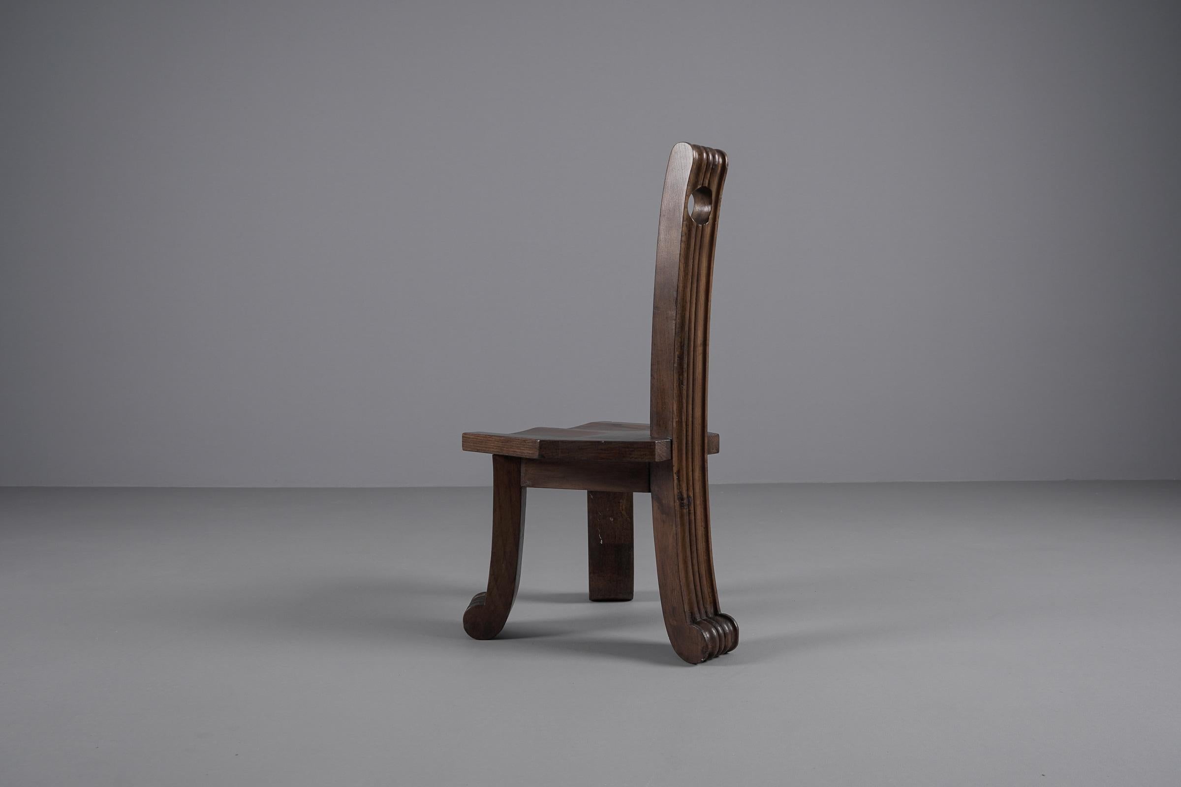 Primitive Rustic Britalist Modern Sculptured Chair, 1940s Europe 4